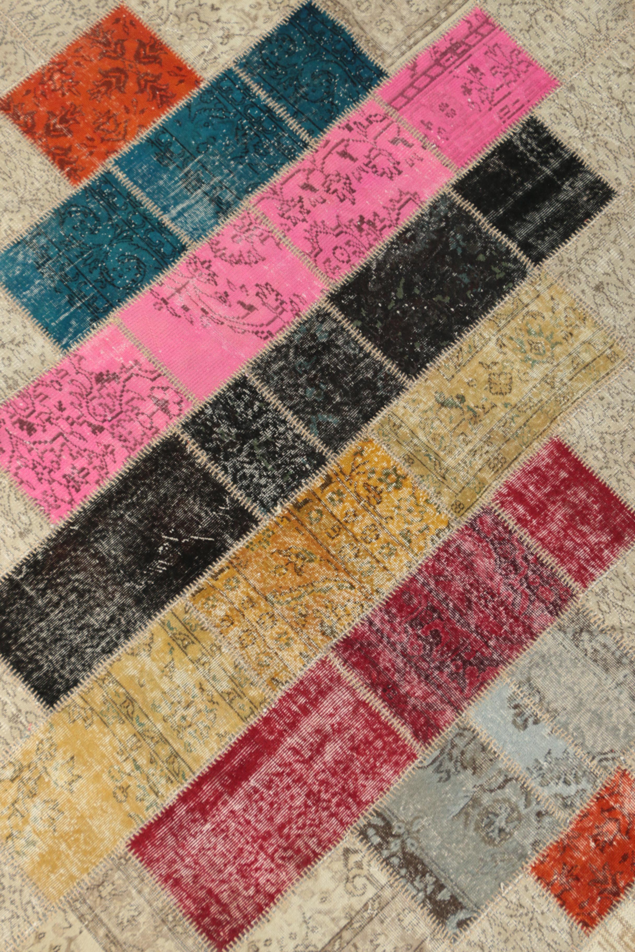 Hand-Knotted Turkish Patchwork Wool Area Rug by Blue Ocean Traders