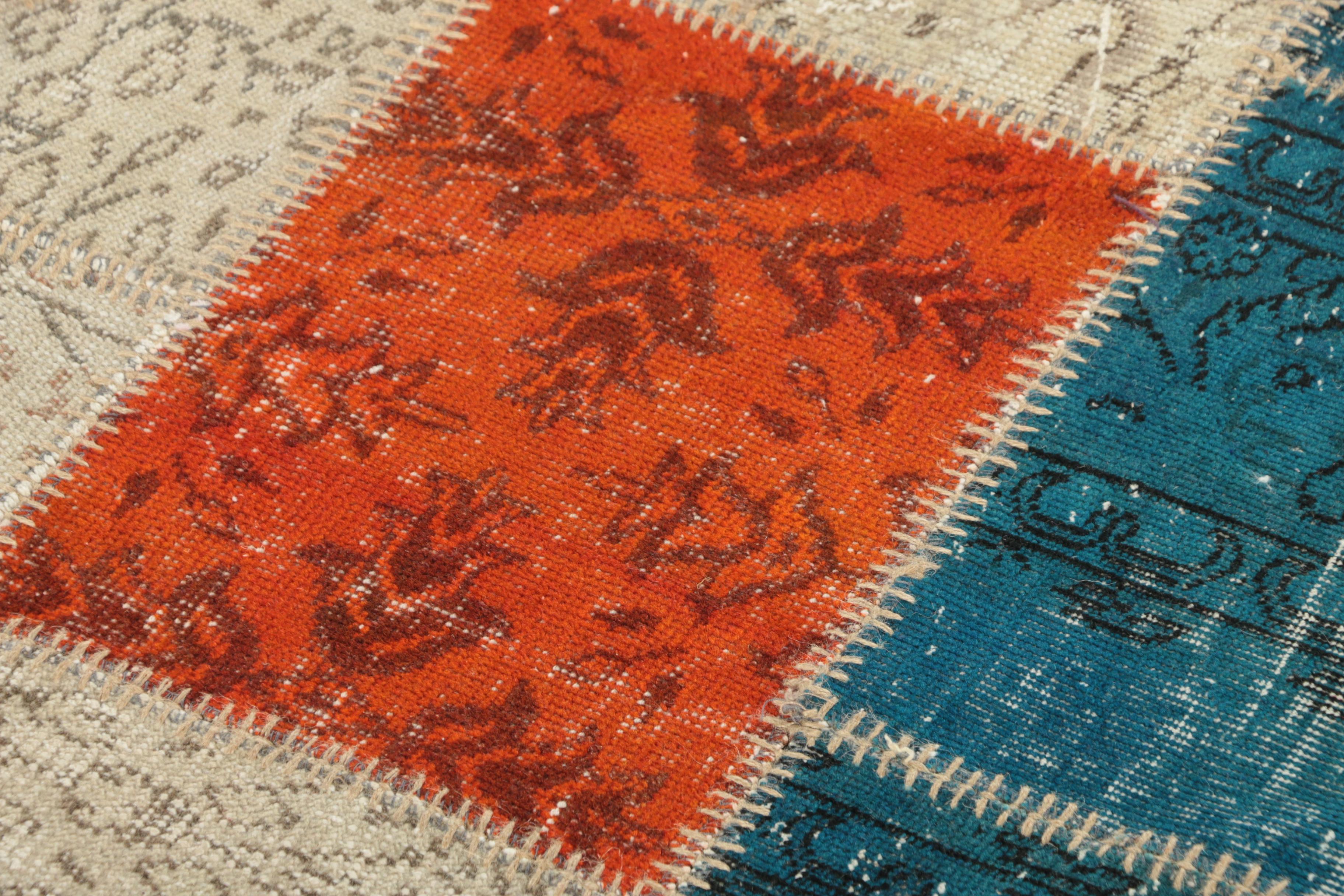 Hand-Knotted Turkish Patchwork Wool Area Rug by Blue Ocean Traders