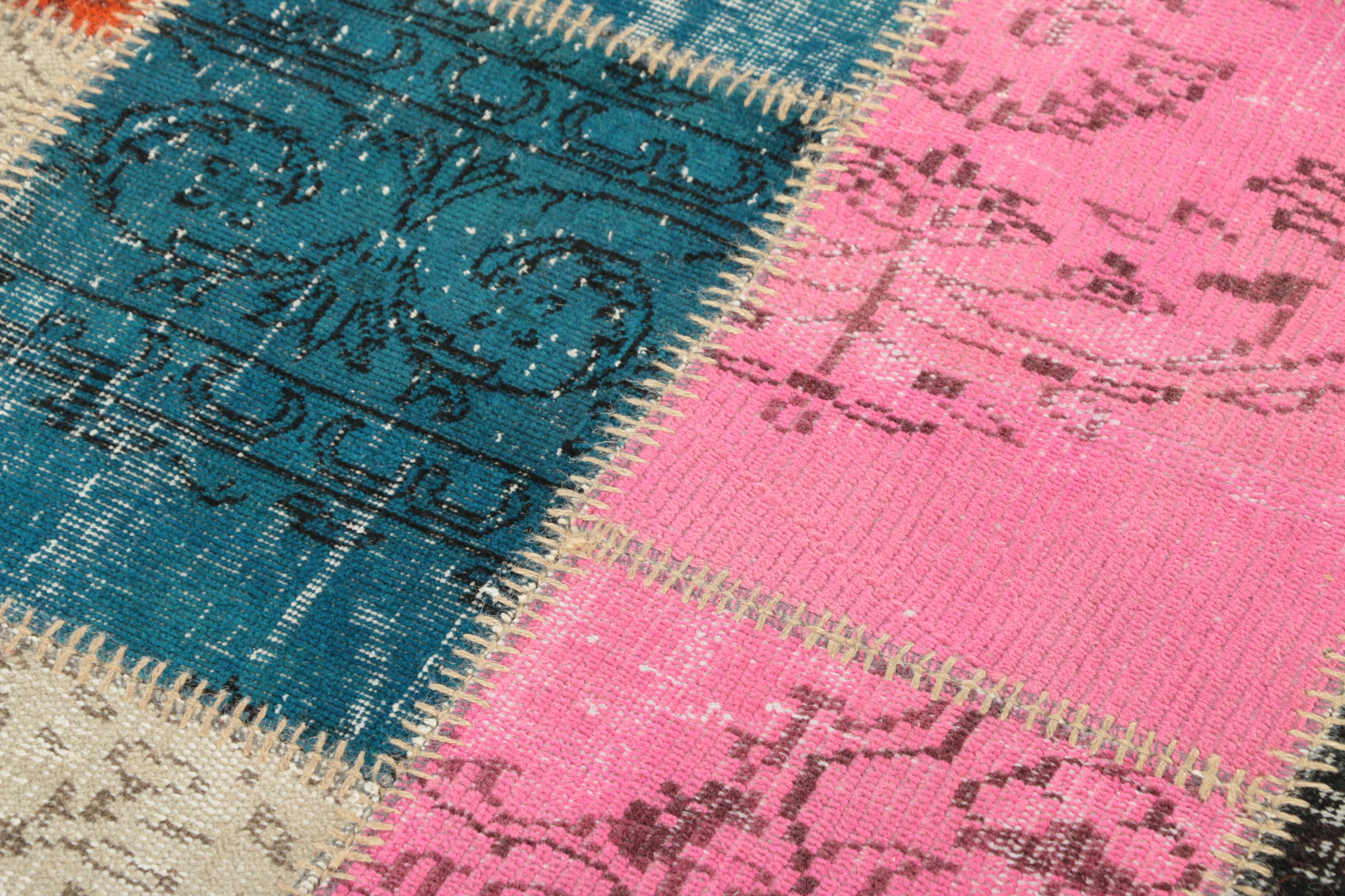 Hand-Knotted Turkish Patchwork Wool Area Rug by Blue Ocean Traders