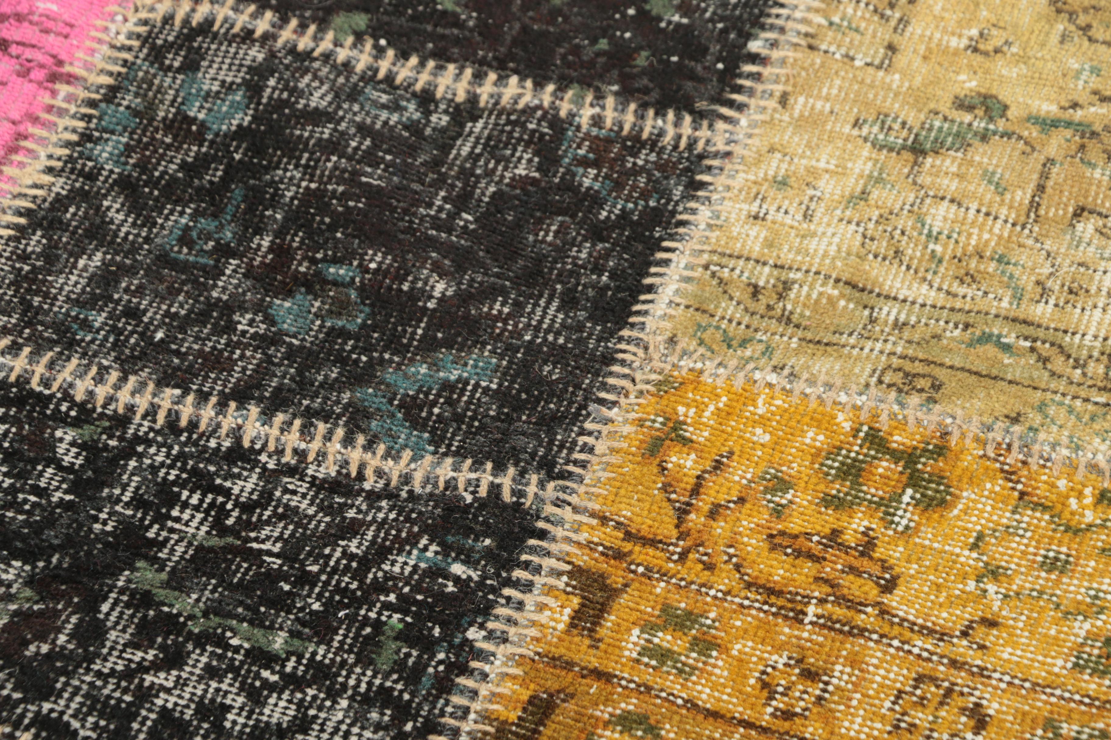 Hand-Knotted Turkish Patchwork Wool Area Rug by Blue Ocean Traders