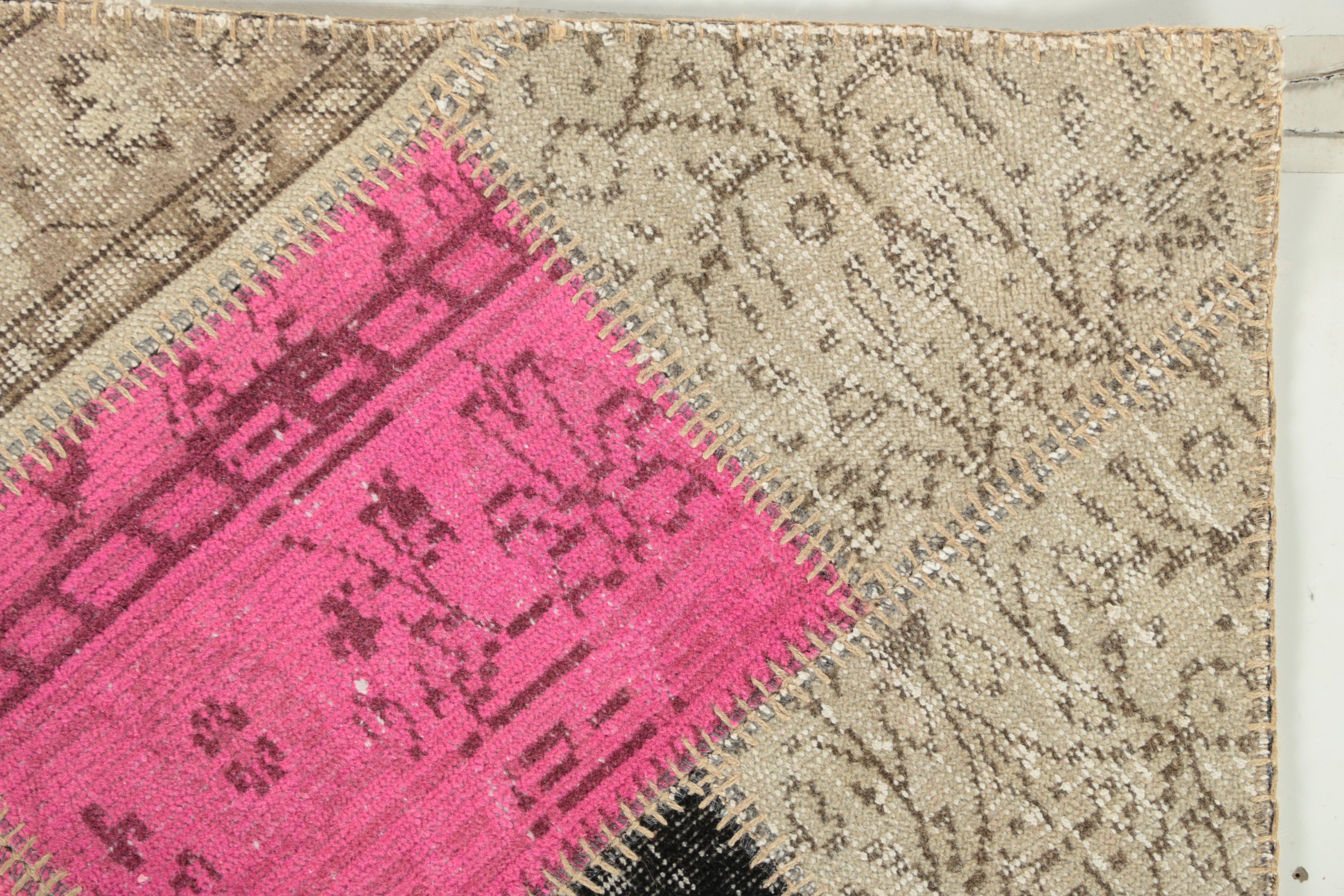 Hand-Knotted Turkish Patchwork Wool Area Rug by Blue Ocean Traders