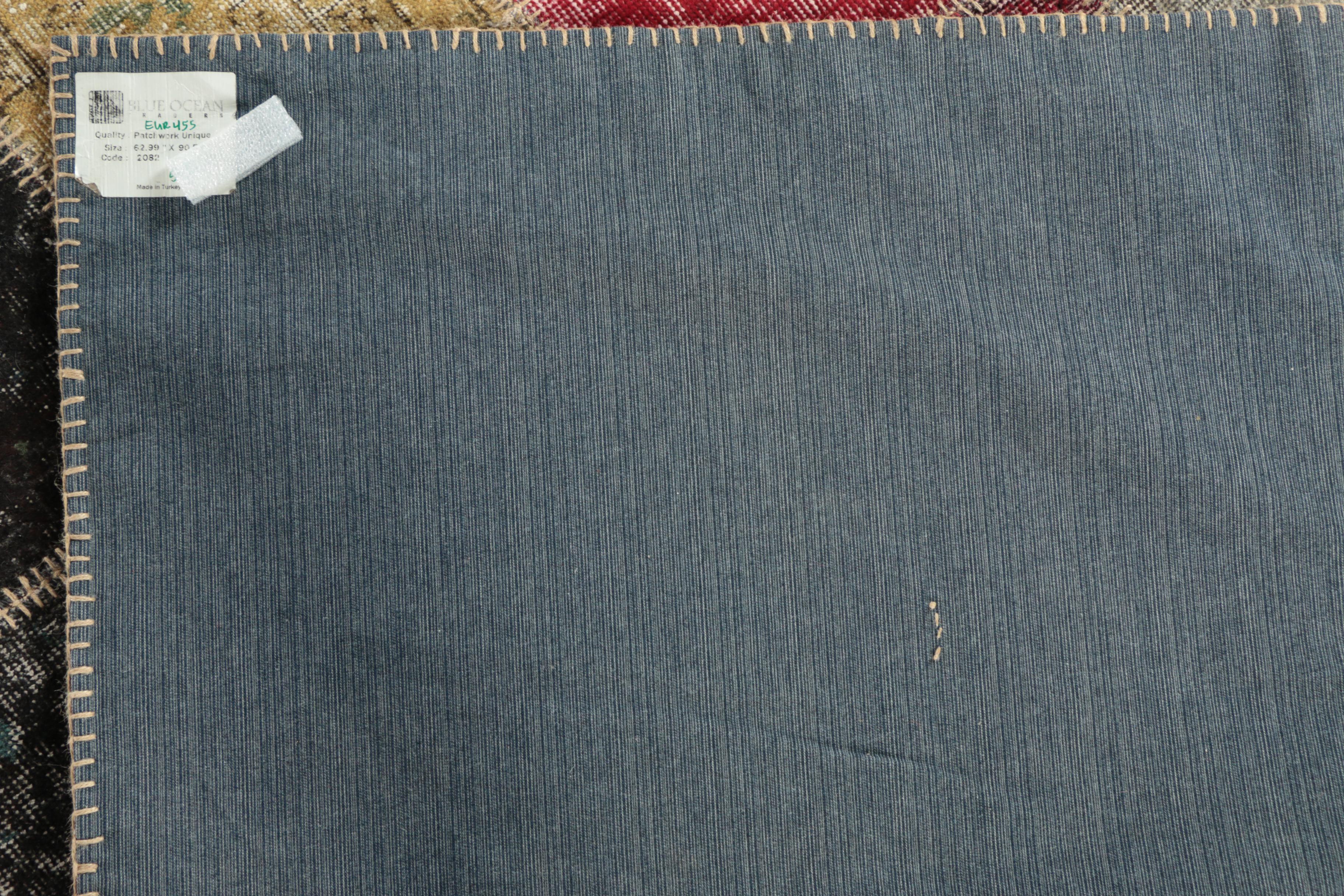 Hand-Knotted Turkish Patchwork Wool Area Rug by Blue Ocean Traders