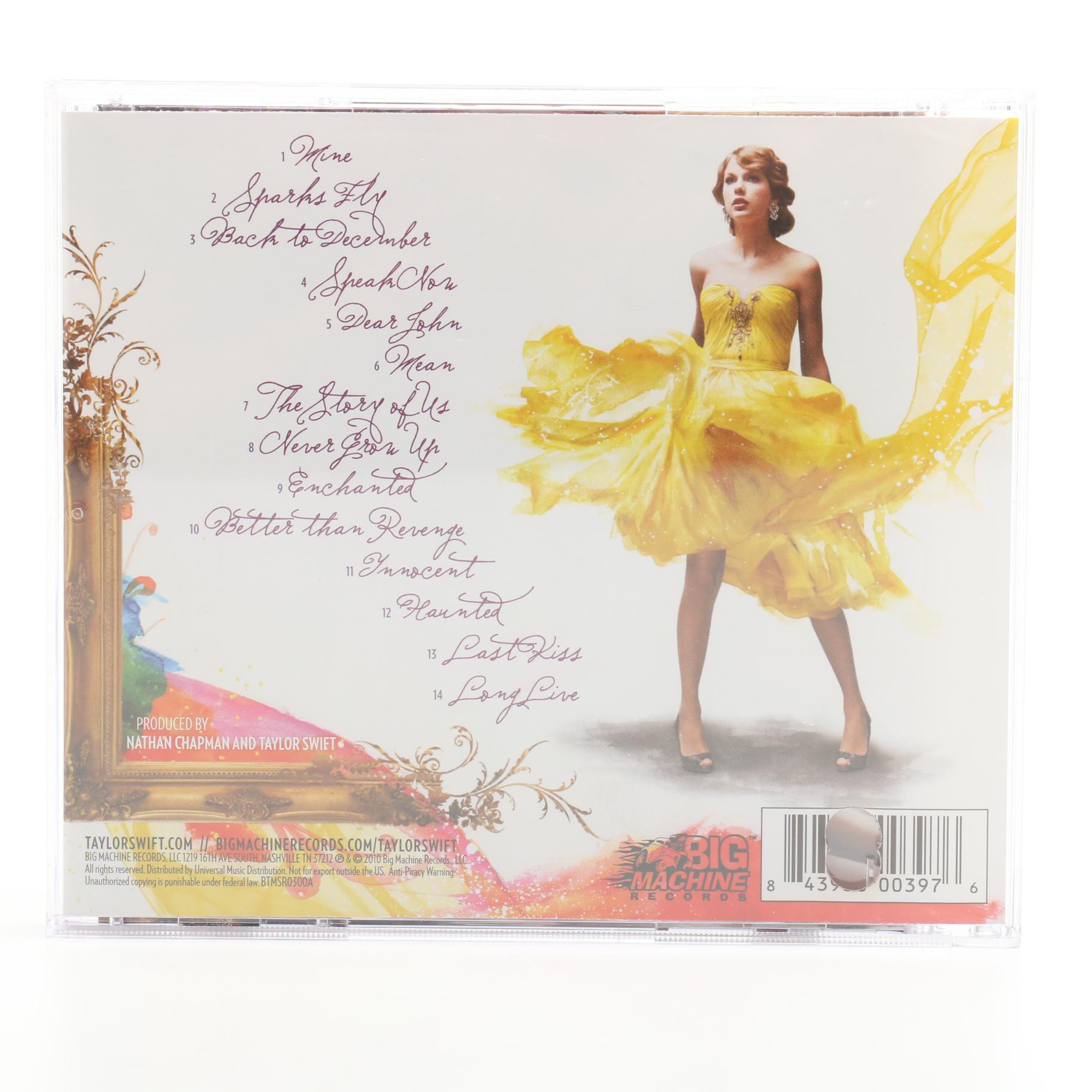 Taylor Swift Signed "Speak Now" Compact Disc COA