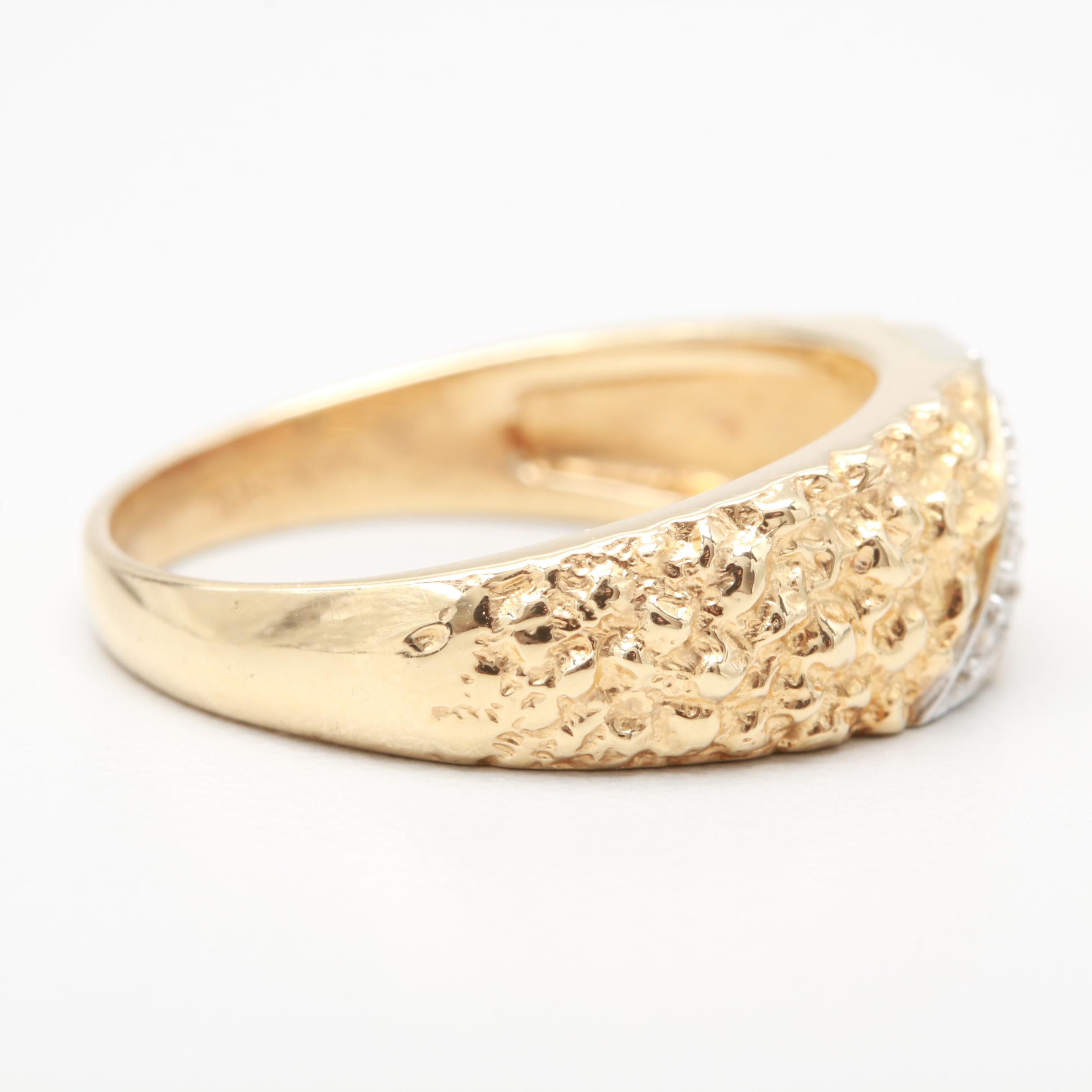 14K Yellow Gold Diamond Ring With White Gold Accent