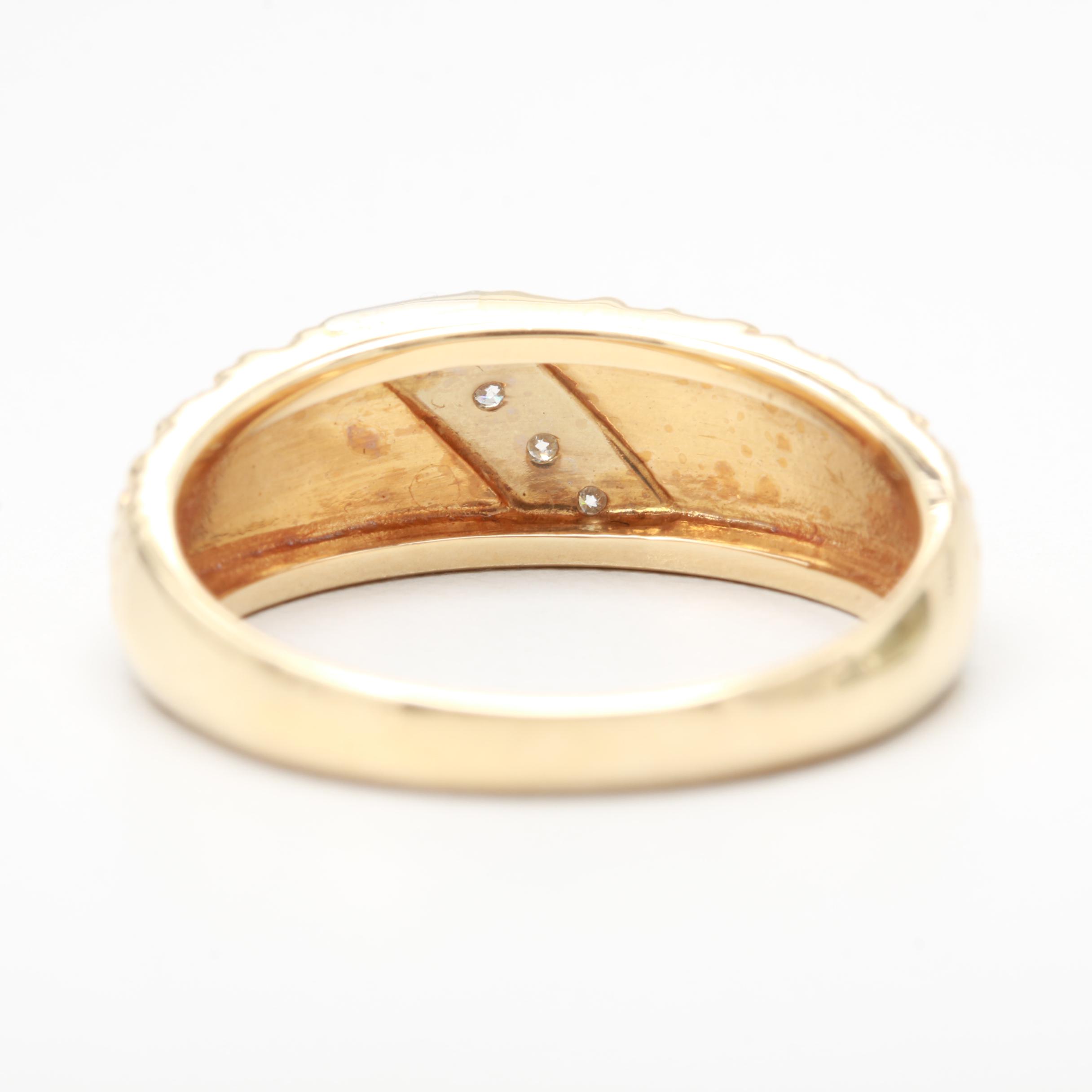 14K Yellow Gold Diamond Ring With White Gold Accent