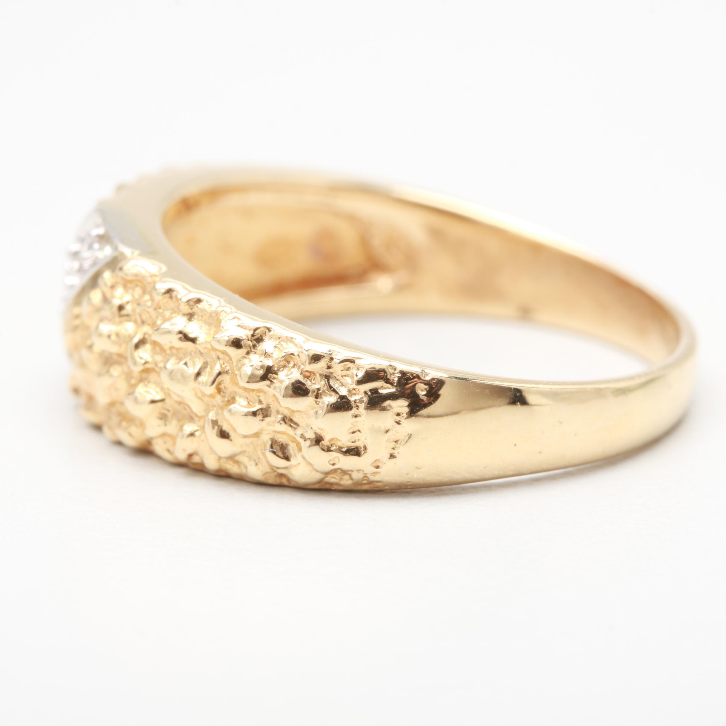 14K Yellow Gold Diamond Ring With White Gold Accent