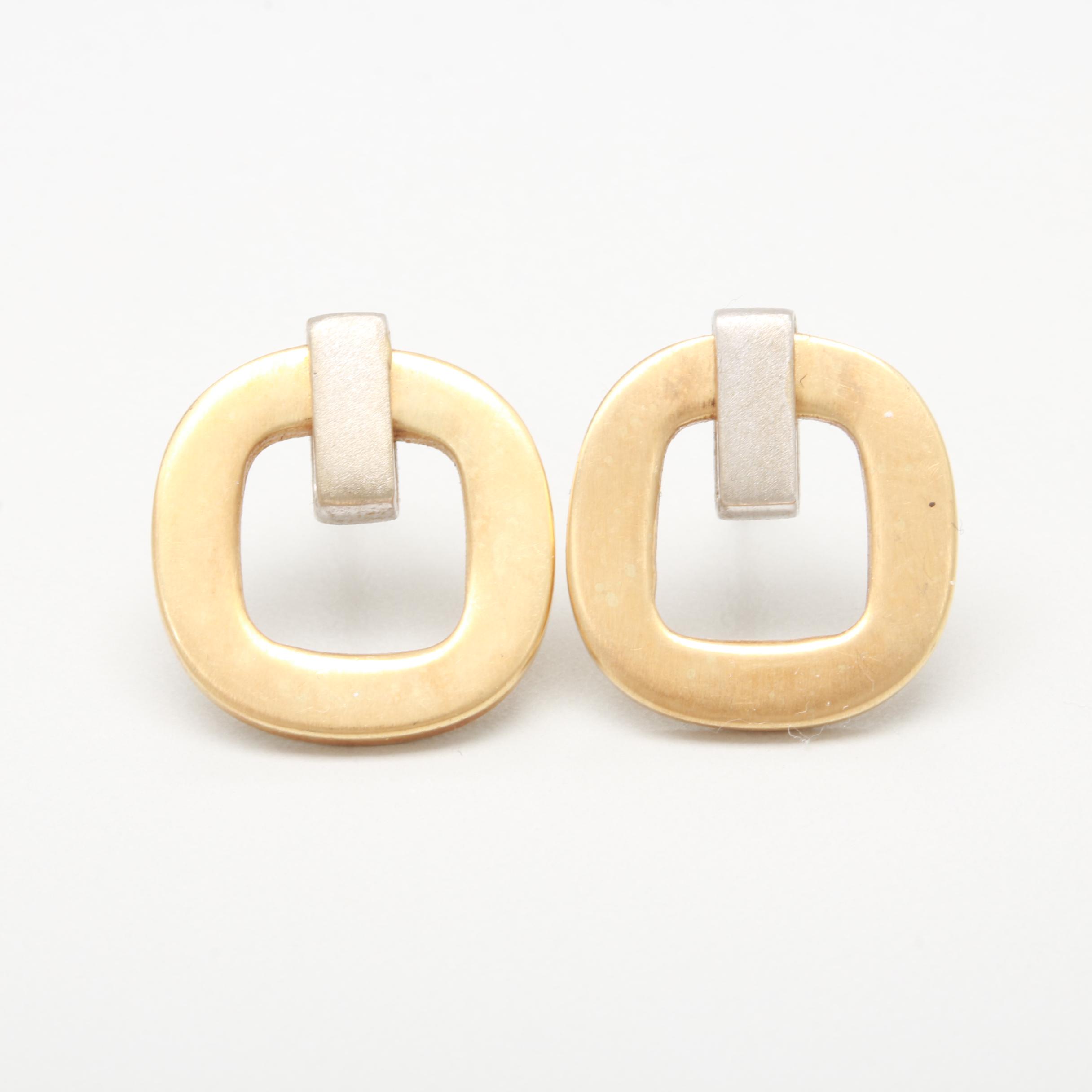 14K Yellow and White Gold Earrings