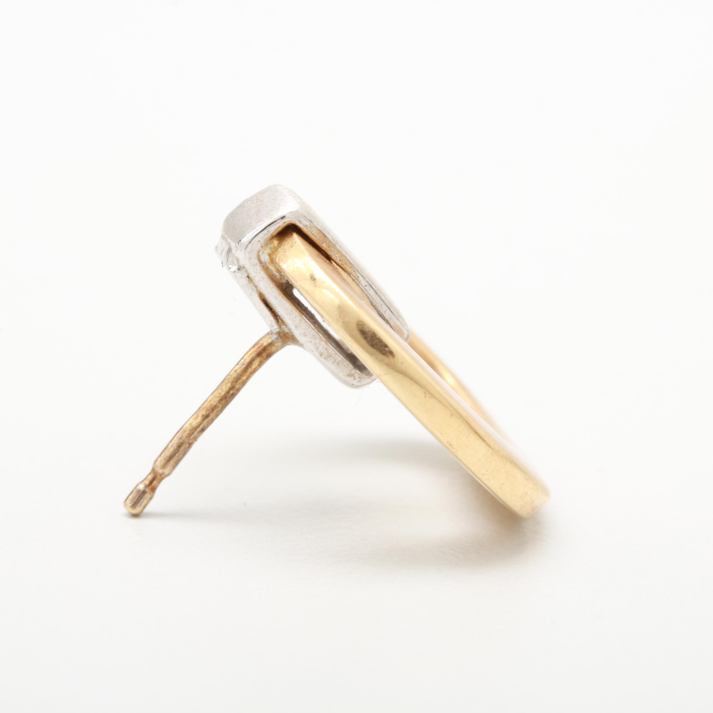 14K Yellow and White Gold Earrings