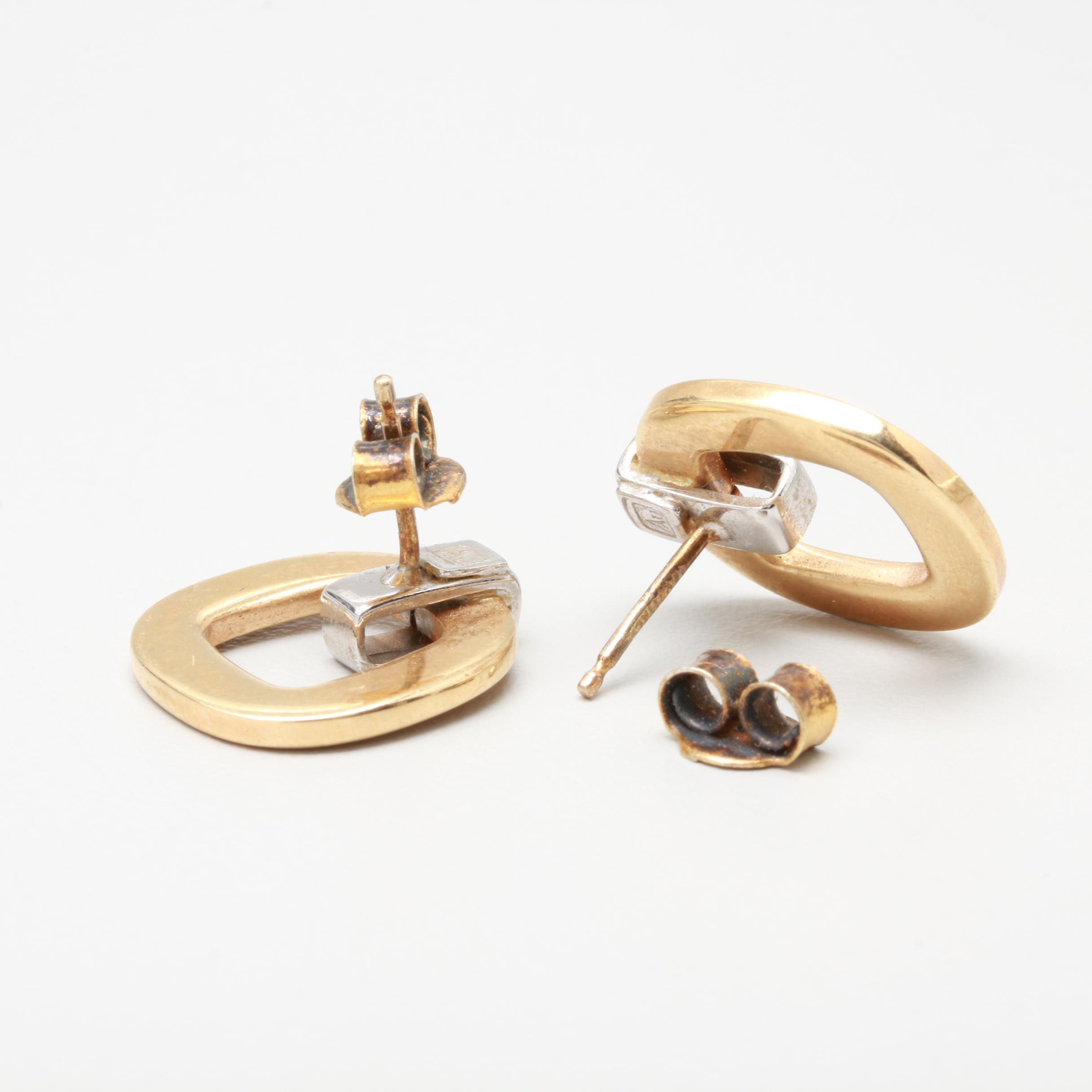 14K Yellow and White Gold Earrings