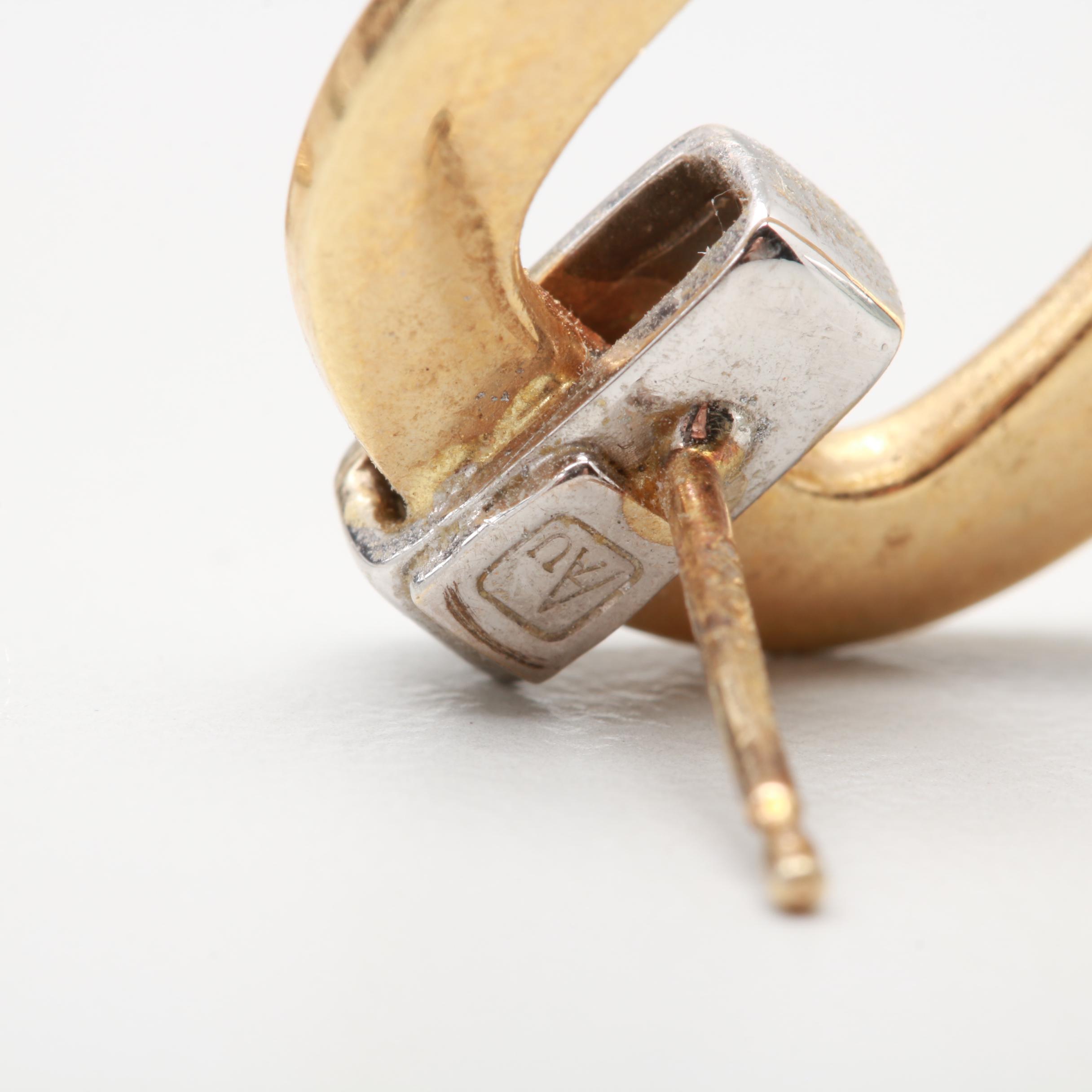 14K Yellow and White Gold Earrings