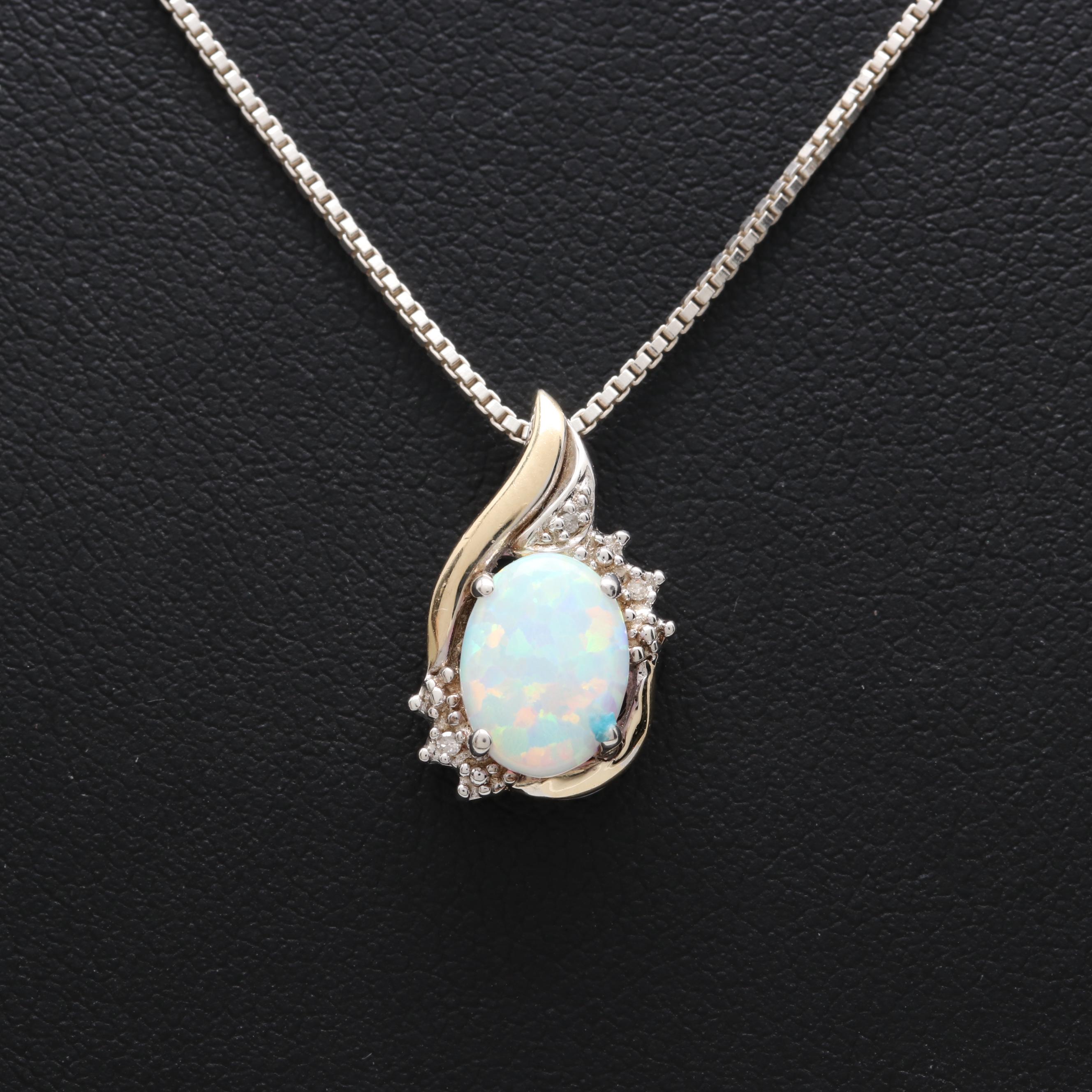 Alwand Vahan Sterling Silver and 10K Gold Synthetic Opal and Diamond Necklace