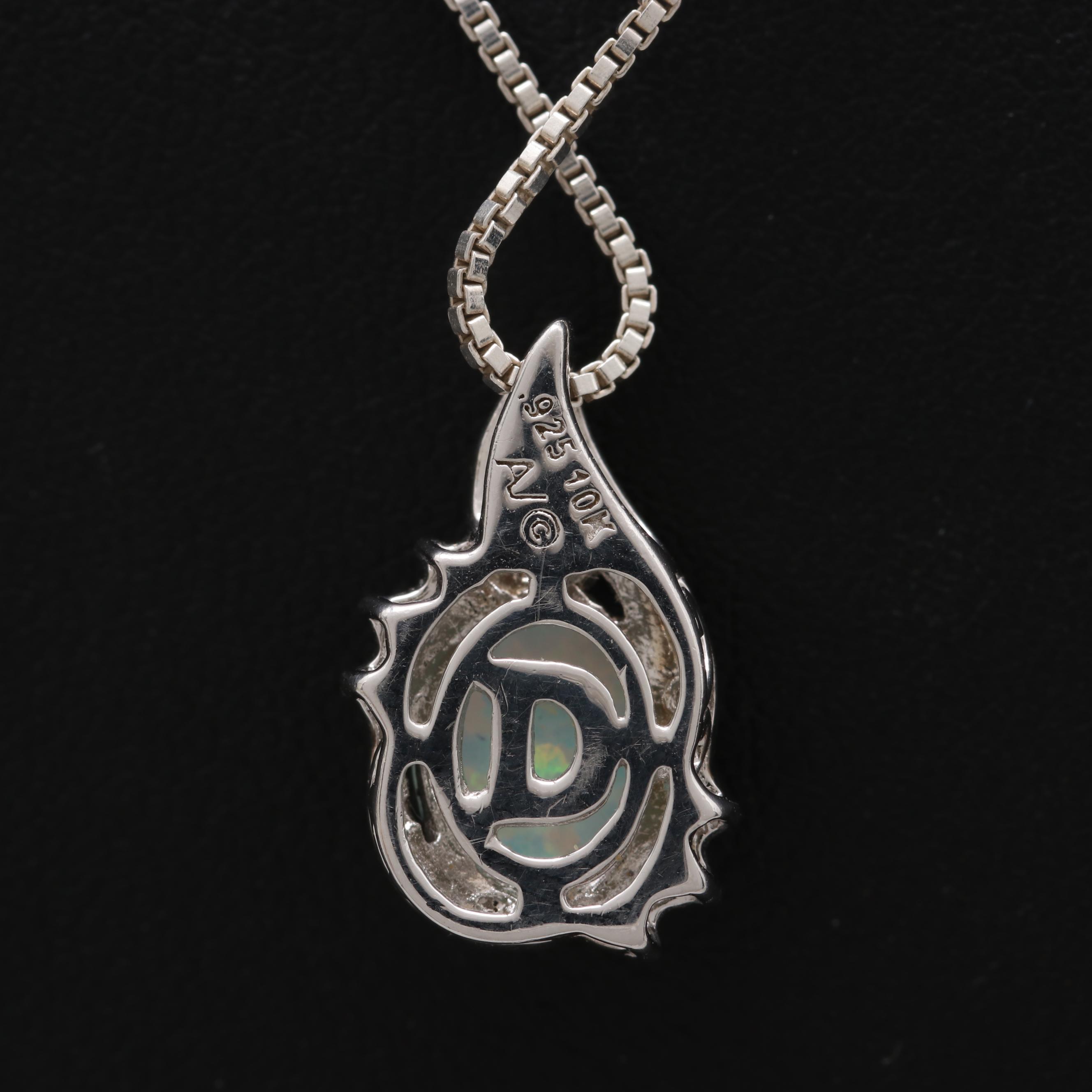 Alwand Vahan Sterling Silver and 10K Gold Synthetic Opal and Diamond Necklace