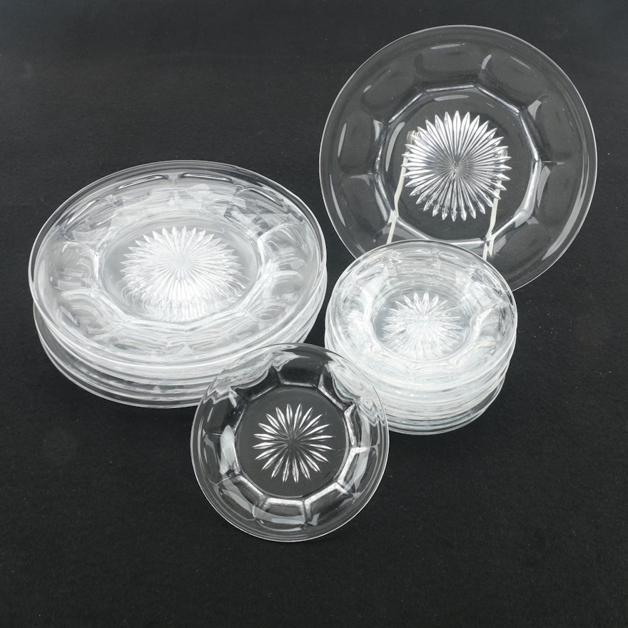 Vintage Heisey "Colonial Clear" Glass Luncheon Plates and Saucers