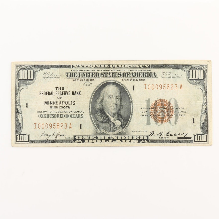 Series of 1929 Brown Seal $100 National Currency Note
