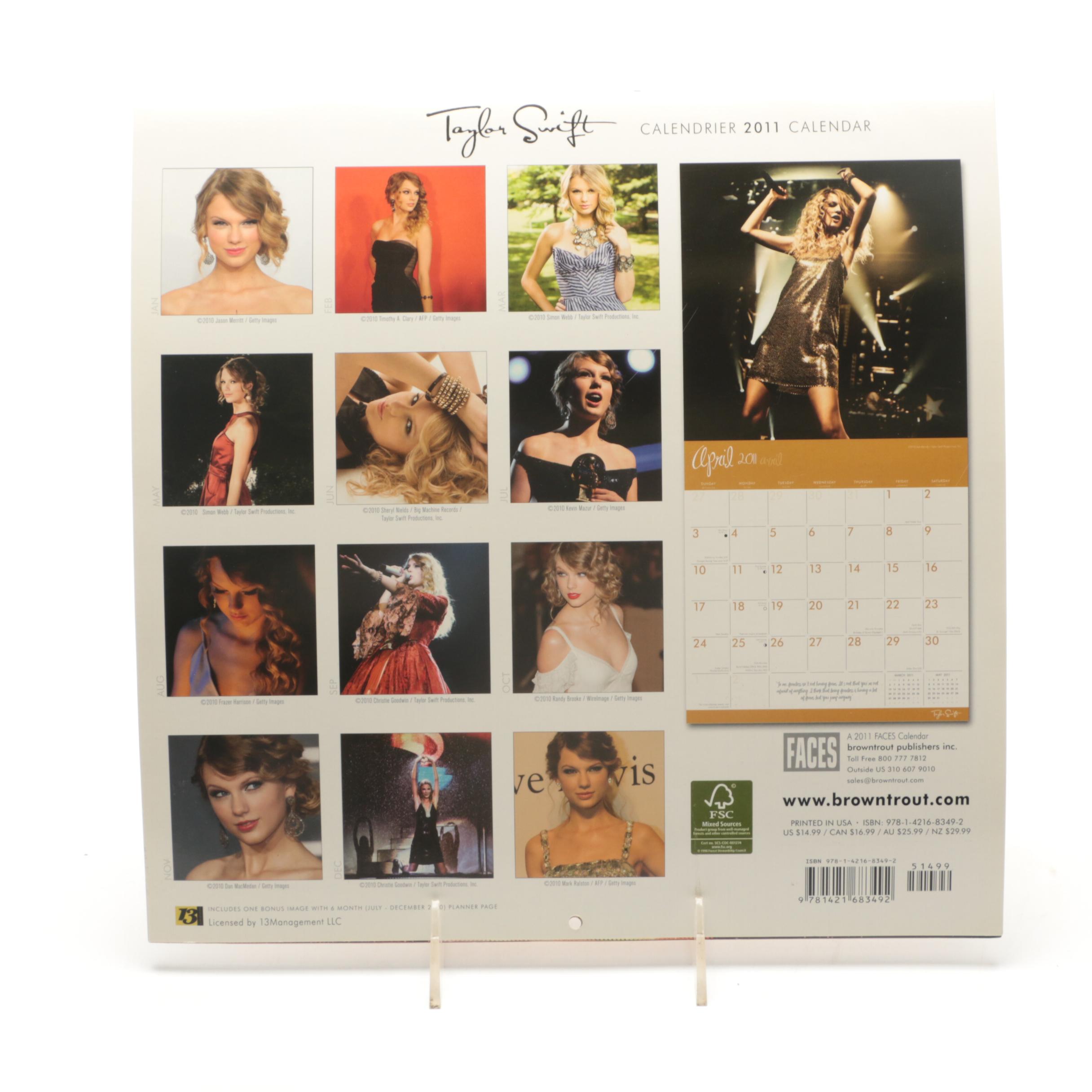 2011 Grammy Winner Taylor Swift Signed Calendar