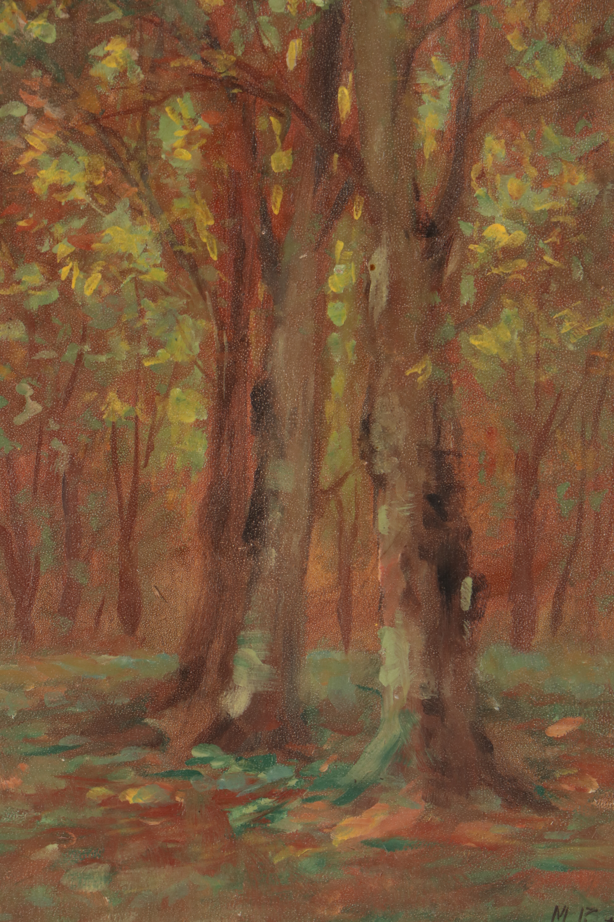 Martin Rettig Oil Painting of  Woodland Interior
