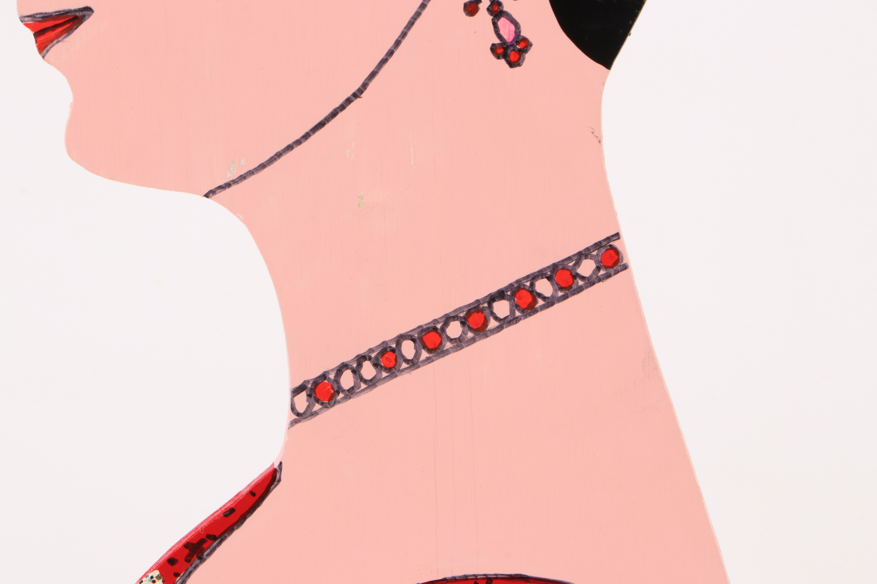 Howard Finster 1993 Painted Wooden Cutout Folk Art Woman's Portrait