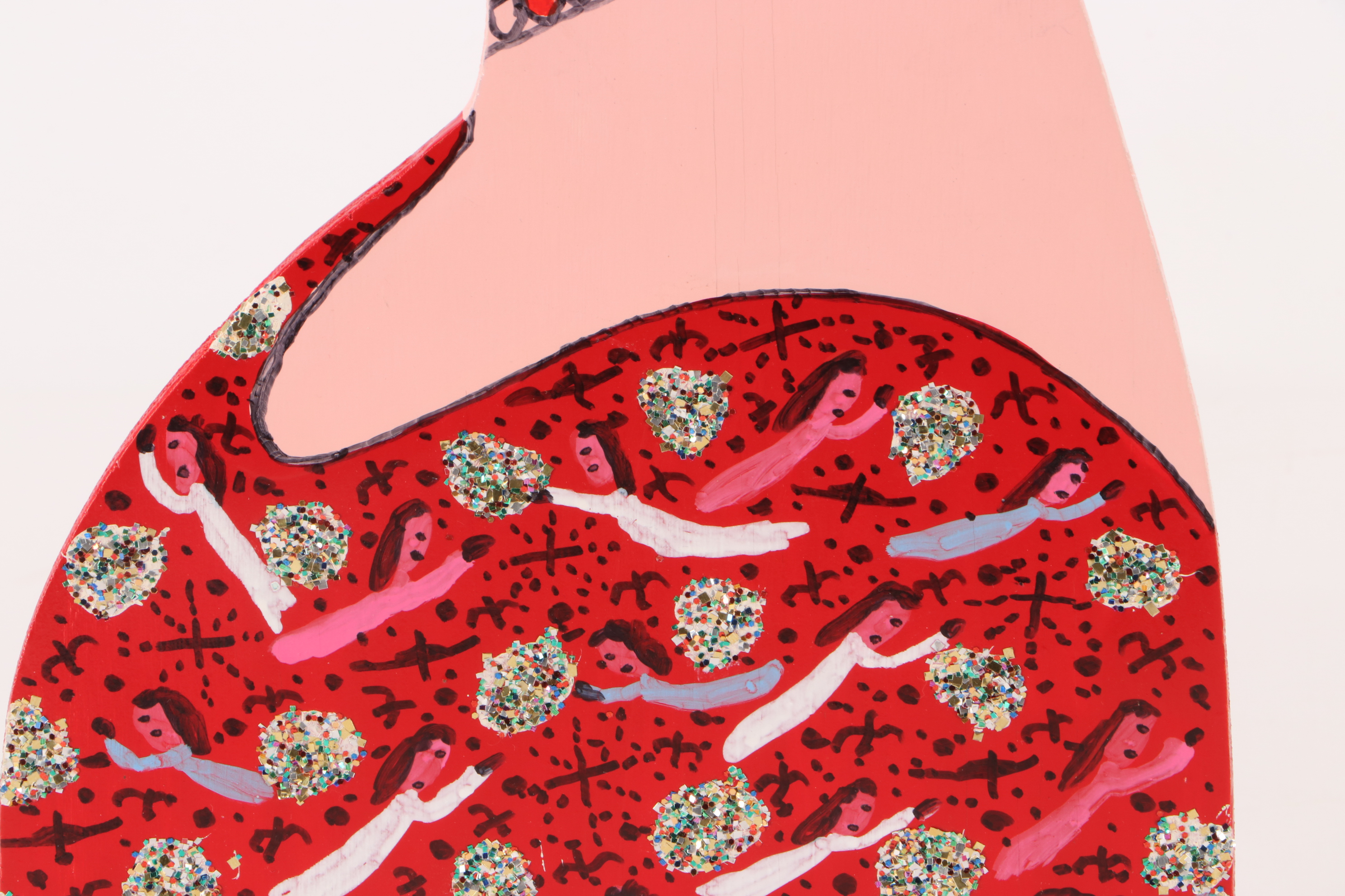 Howard Finster 1993 Painted Wooden Cutout Folk Art Woman's Portrait