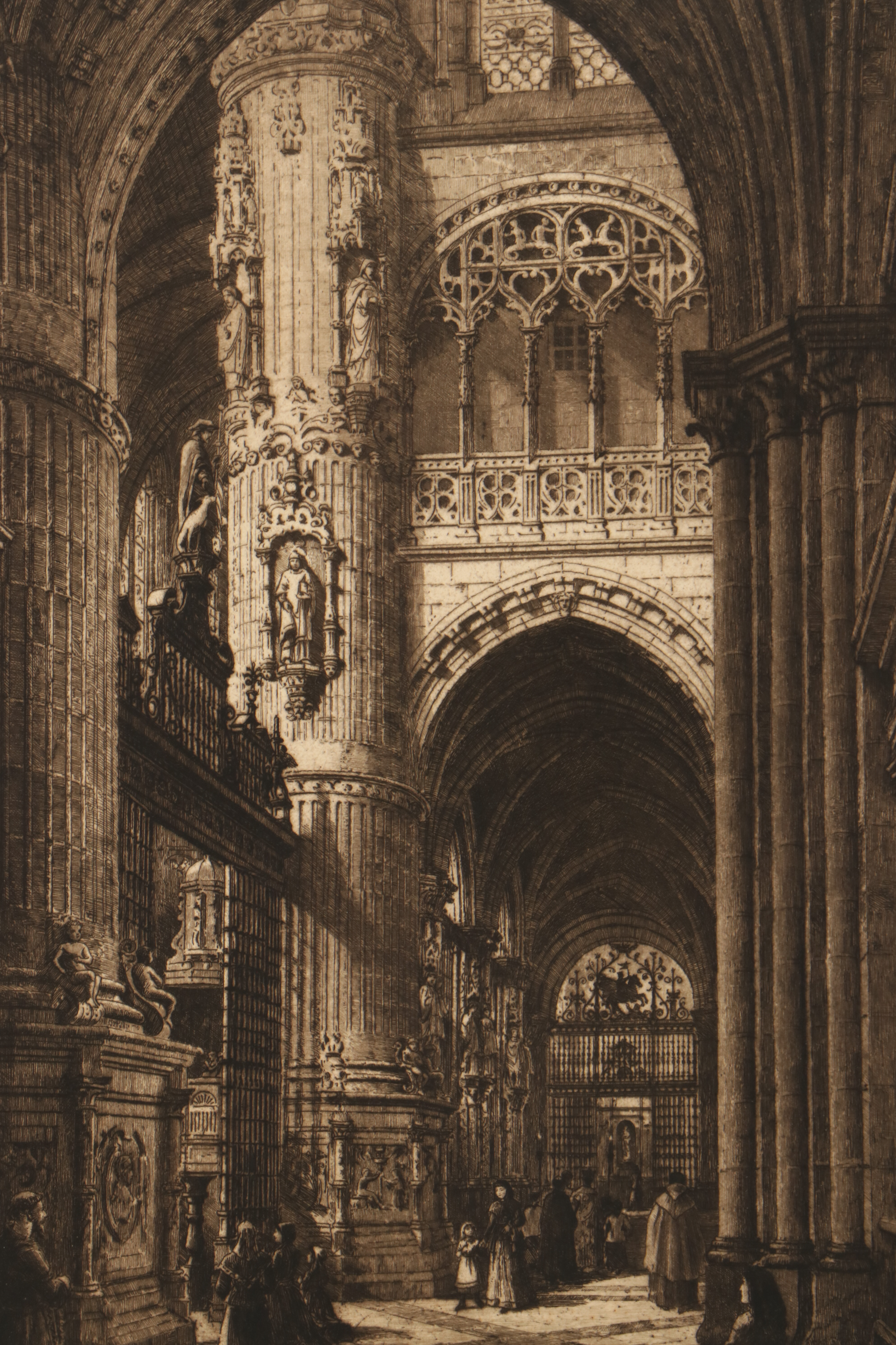 Axel Heman Haig Etching with Aquatint of Cathedral Interior