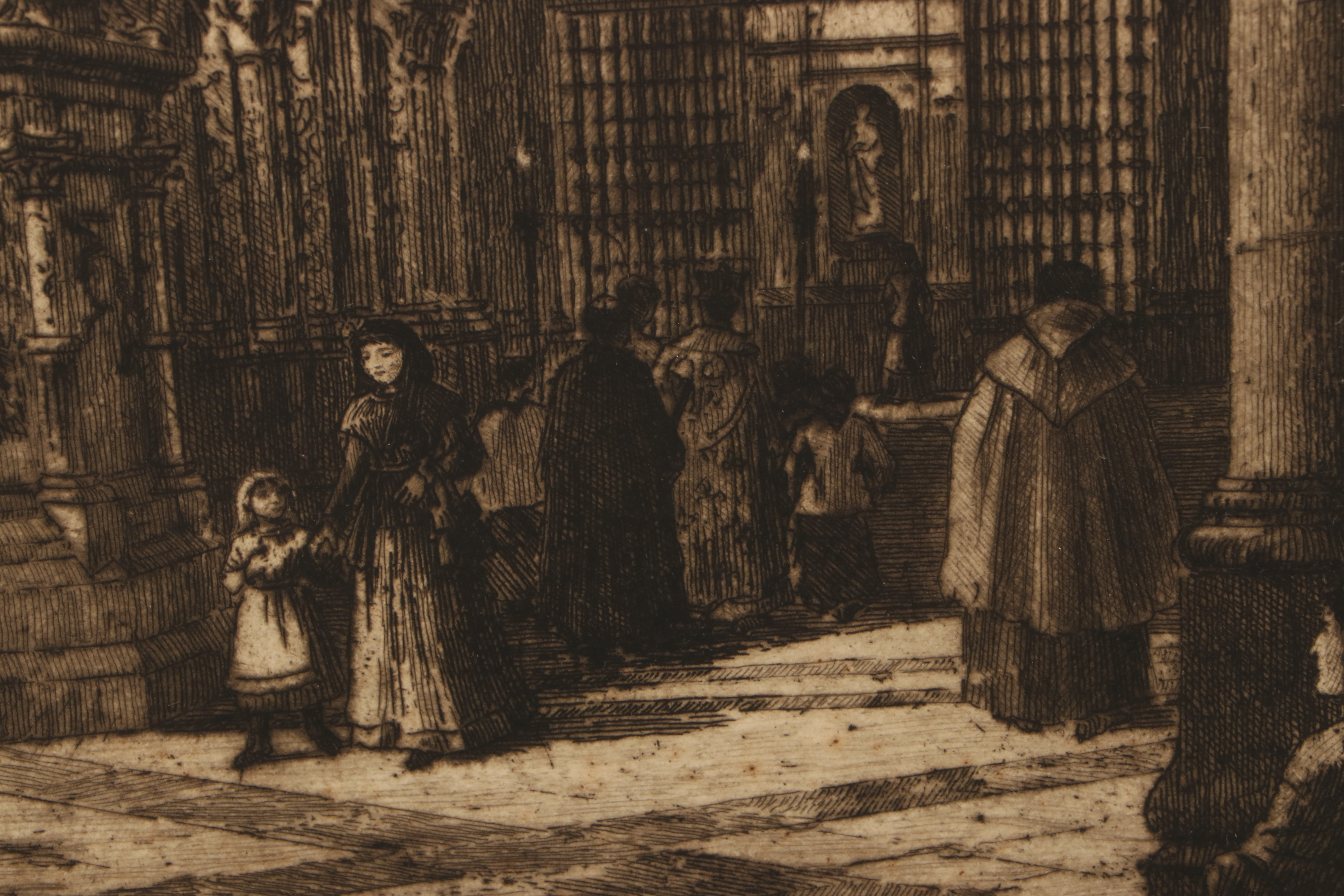 Axel Heman Haig Etching with Aquatint of Cathedral Interior