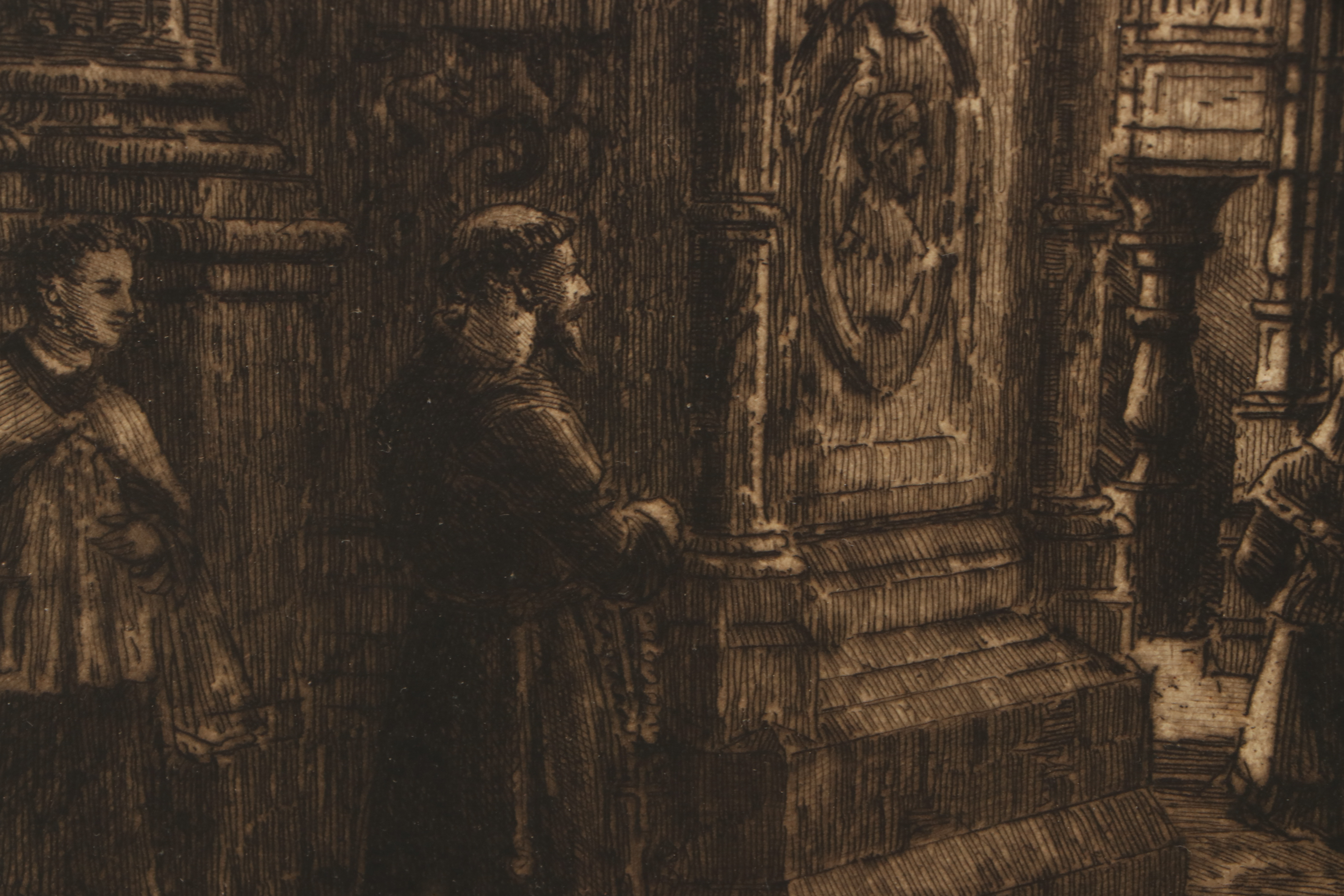 Axel Heman Haig Etching with Aquatint of Cathedral Interior