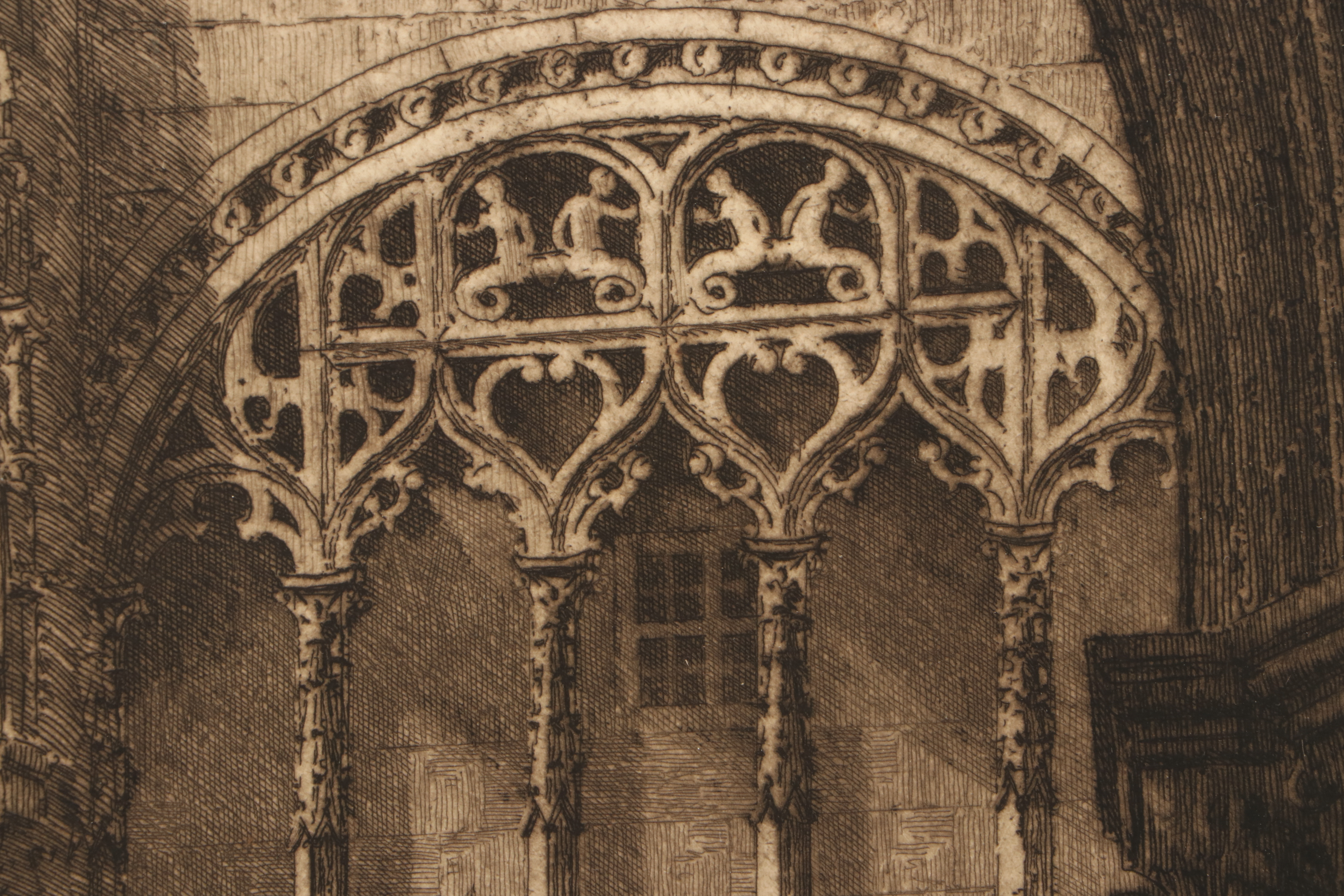 Axel Heman Haig Etching with Aquatint of Cathedral Interior