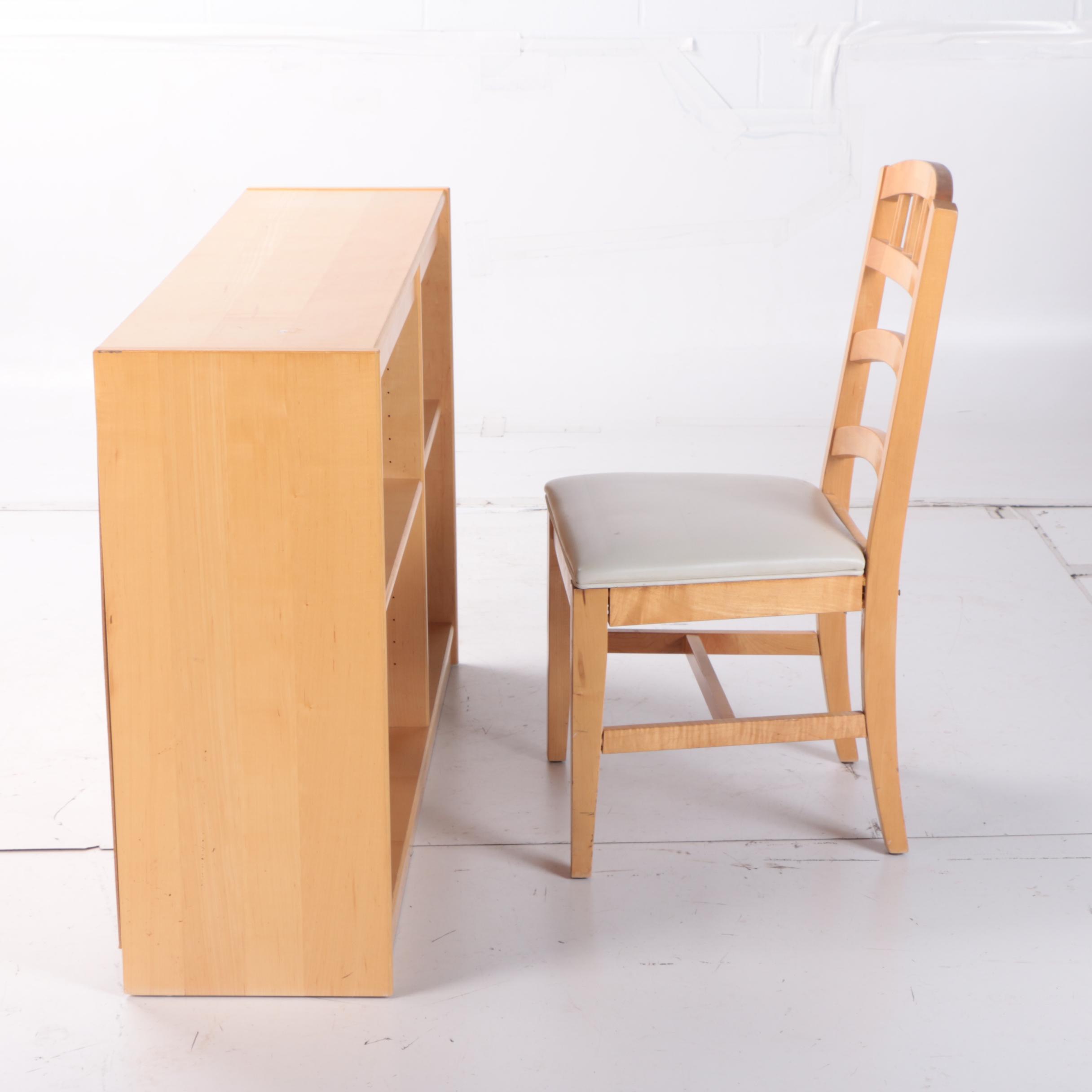 Stanley Furniture Maple Finish Bookcase and Student Chair