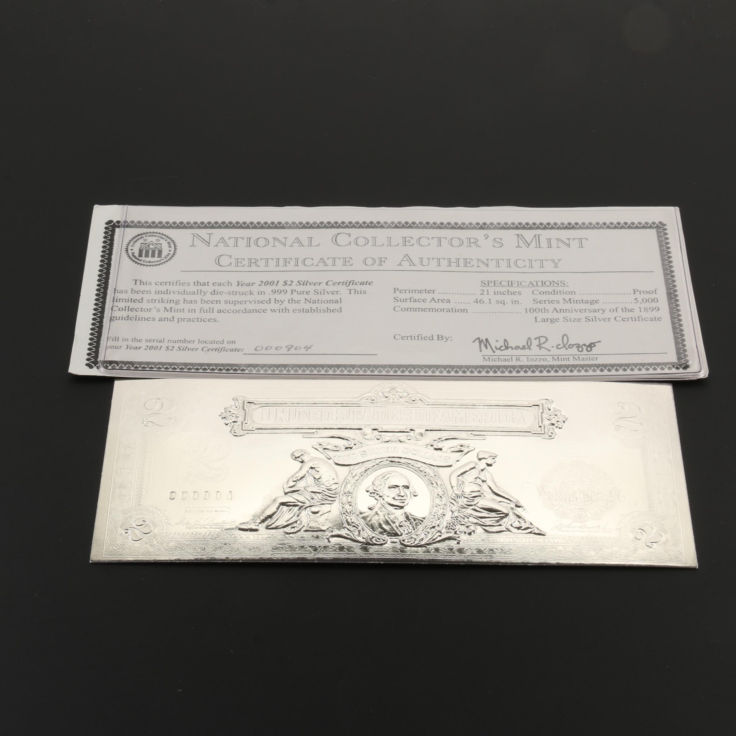 2001 National Collector’s Mint Silver Reproduction $2 Silver Certificate