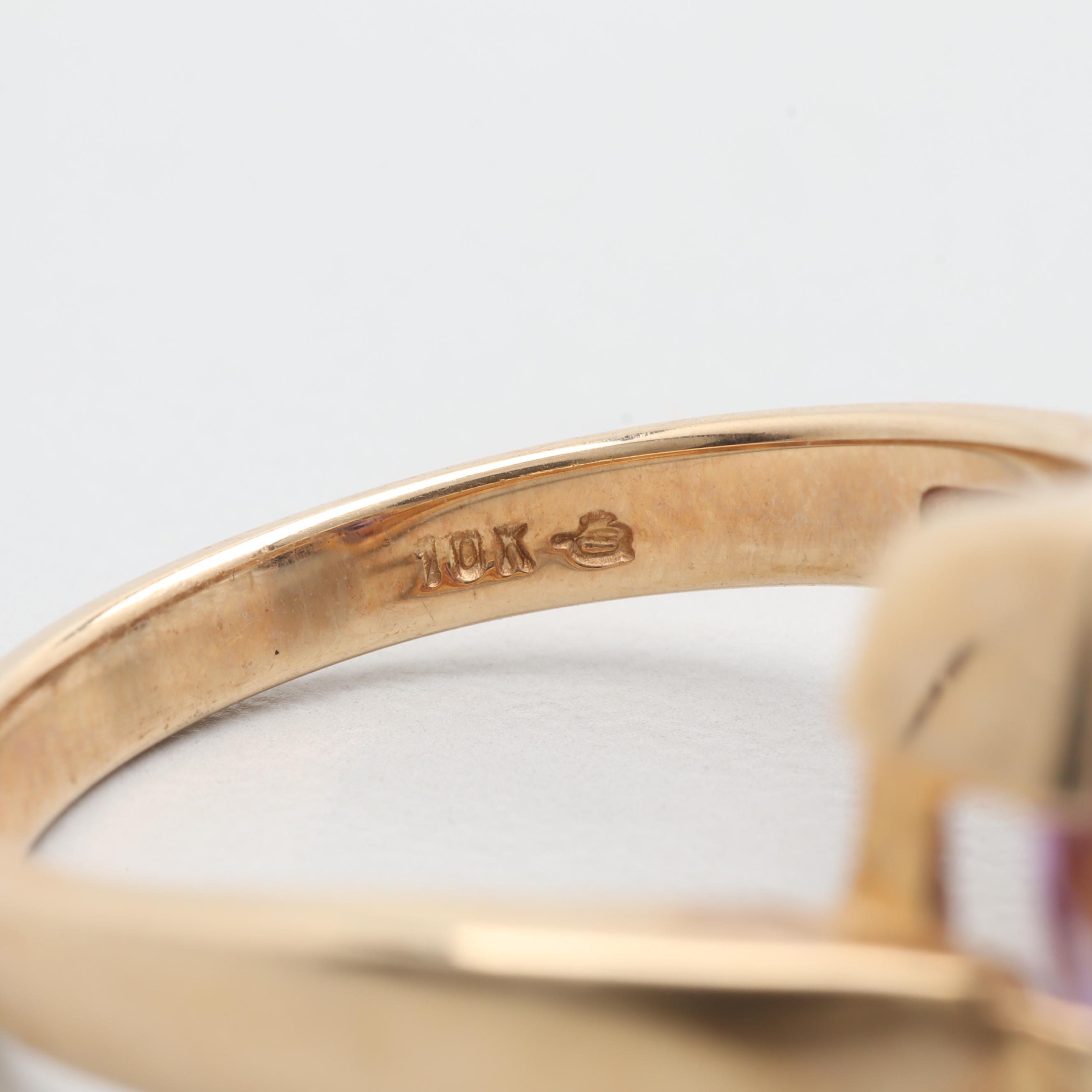 10K Yellow Gold Amethyst Bypass Ring