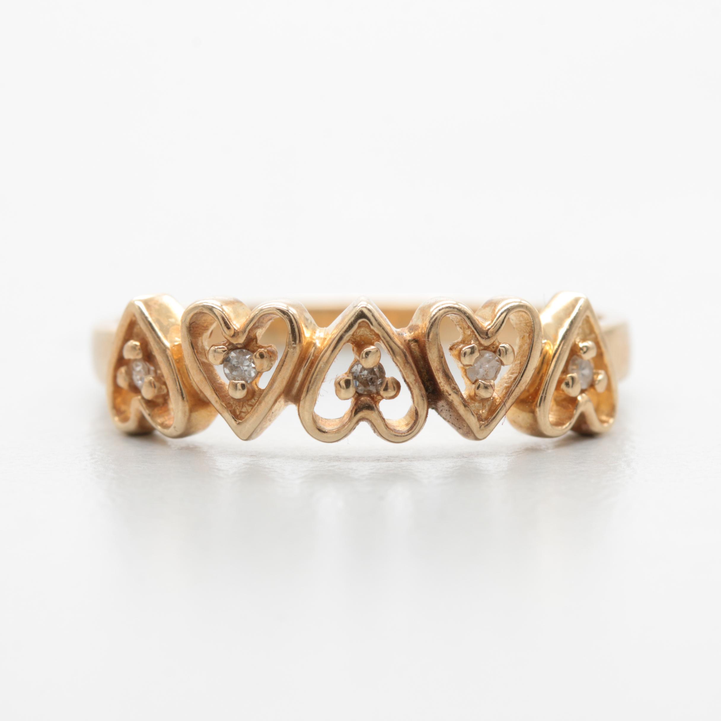 10K Yellow Gold Diamond Heart Ring