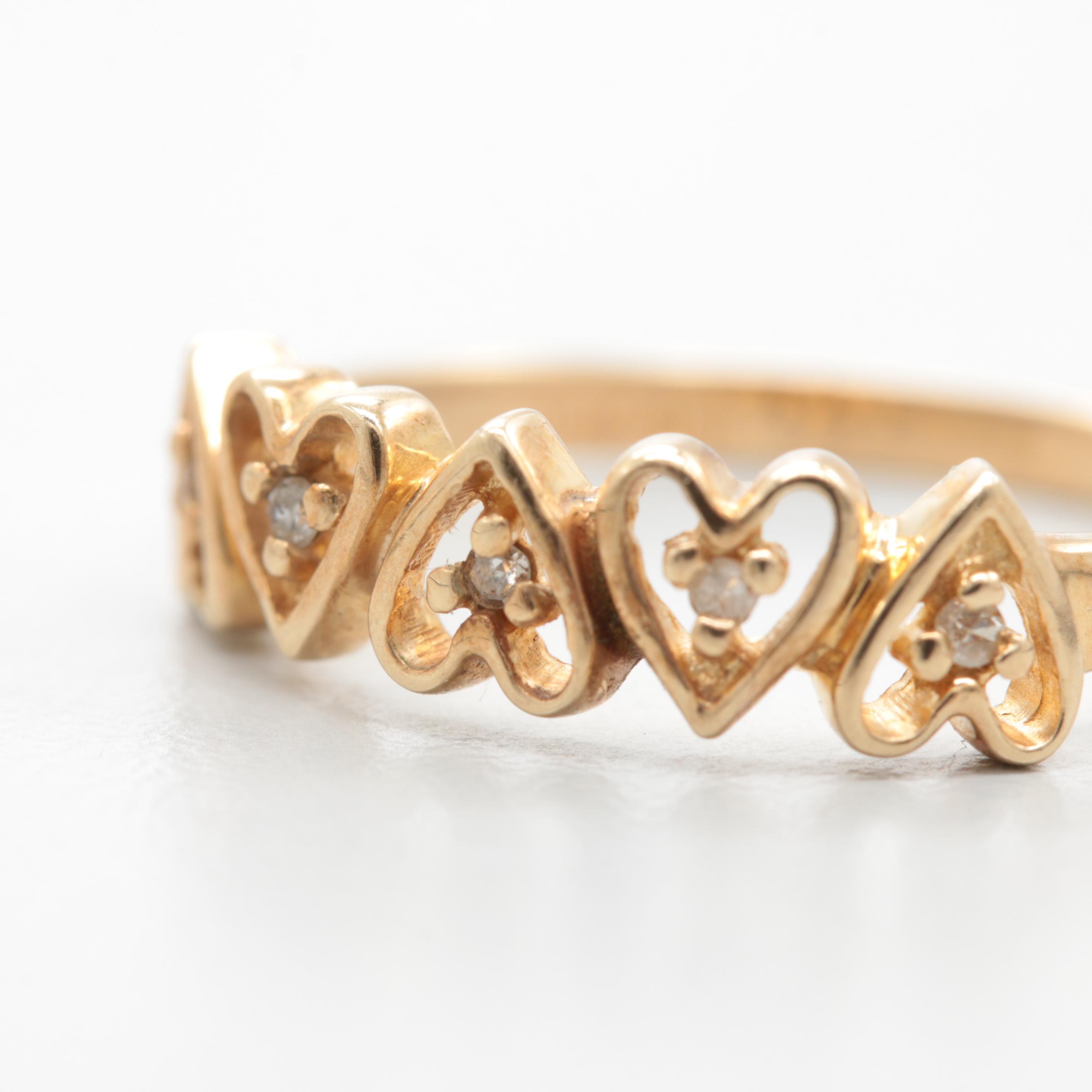 10K Yellow Gold Diamond Heart Ring