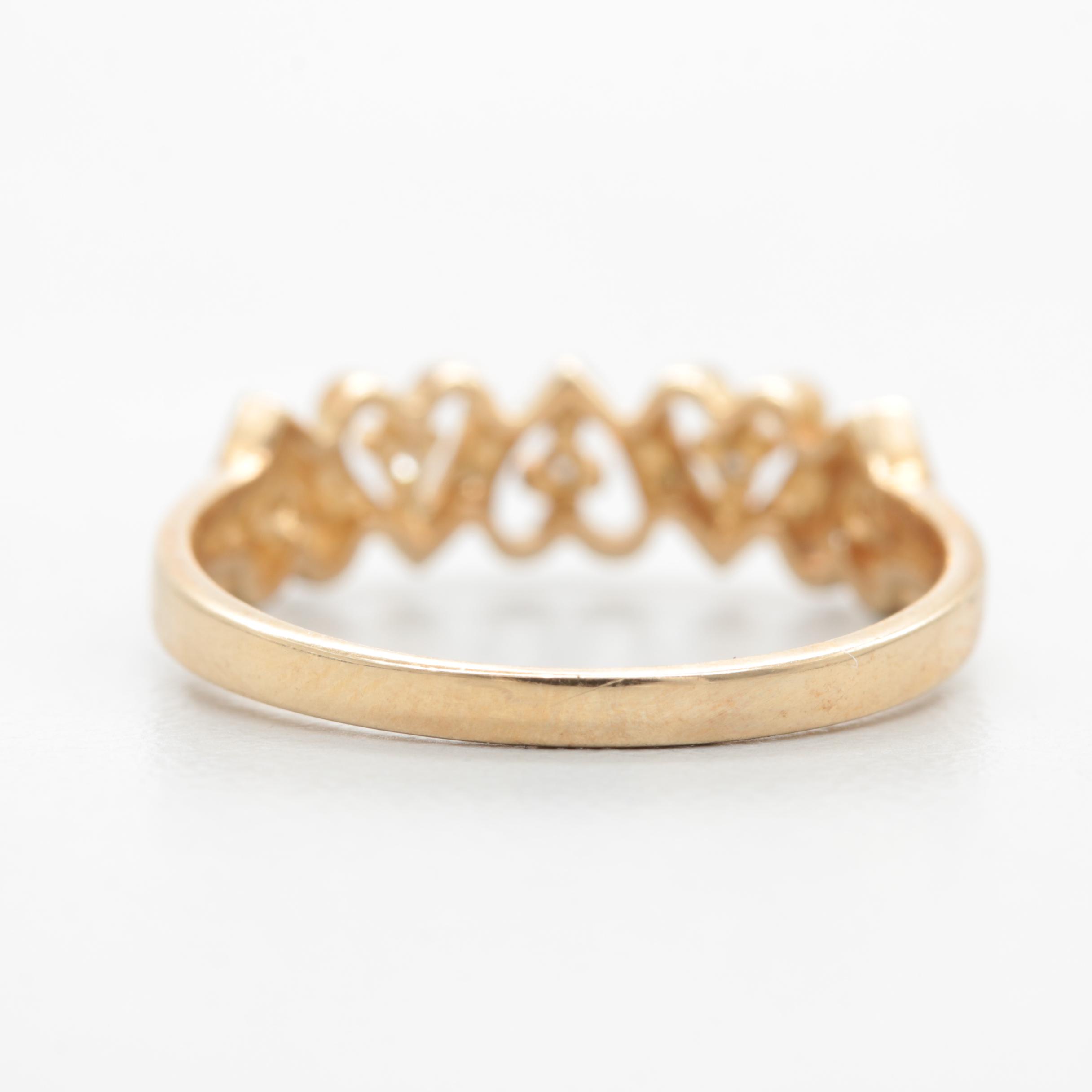 10K Yellow Gold Diamond Heart Ring
