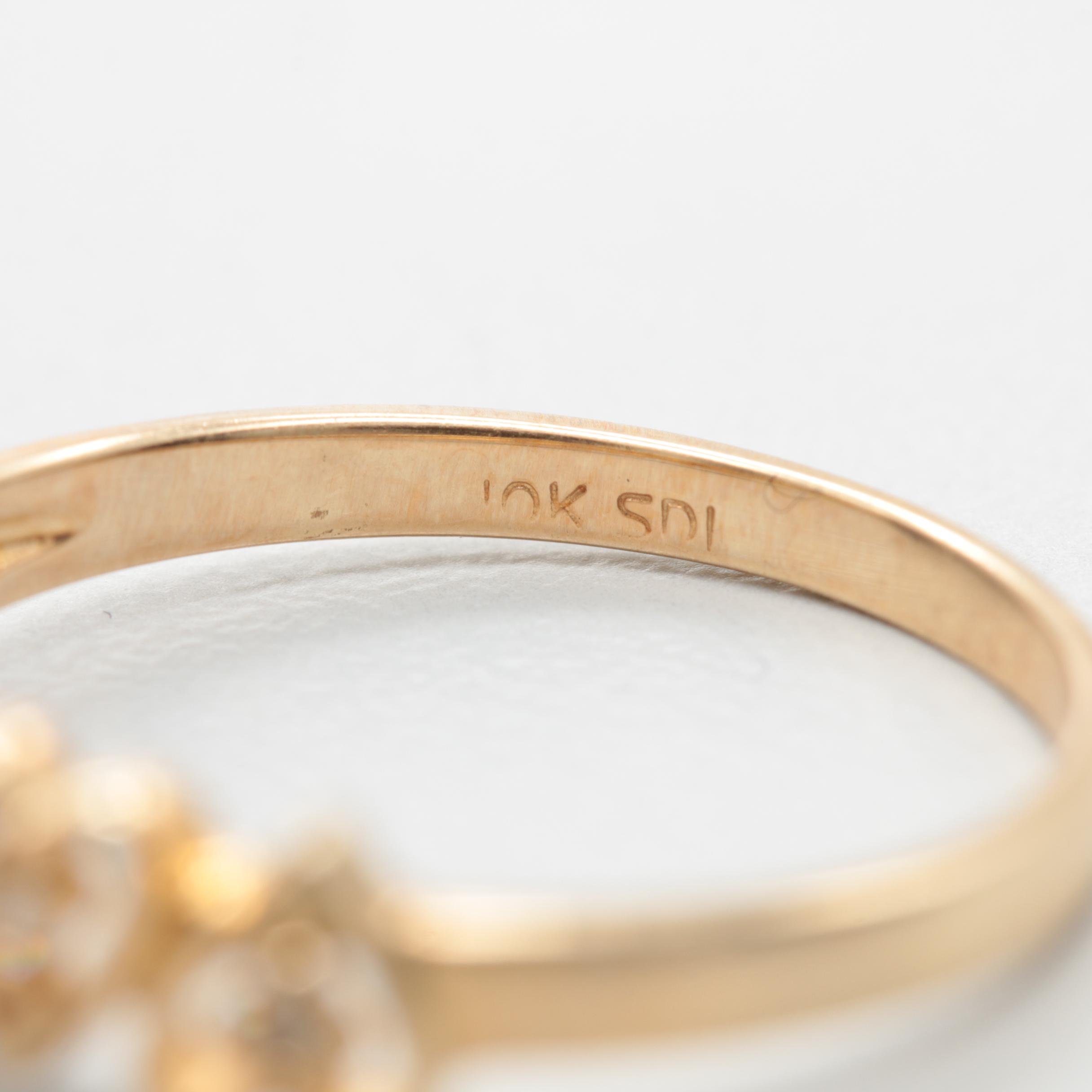 10K Yellow Gold Diamond Heart Ring