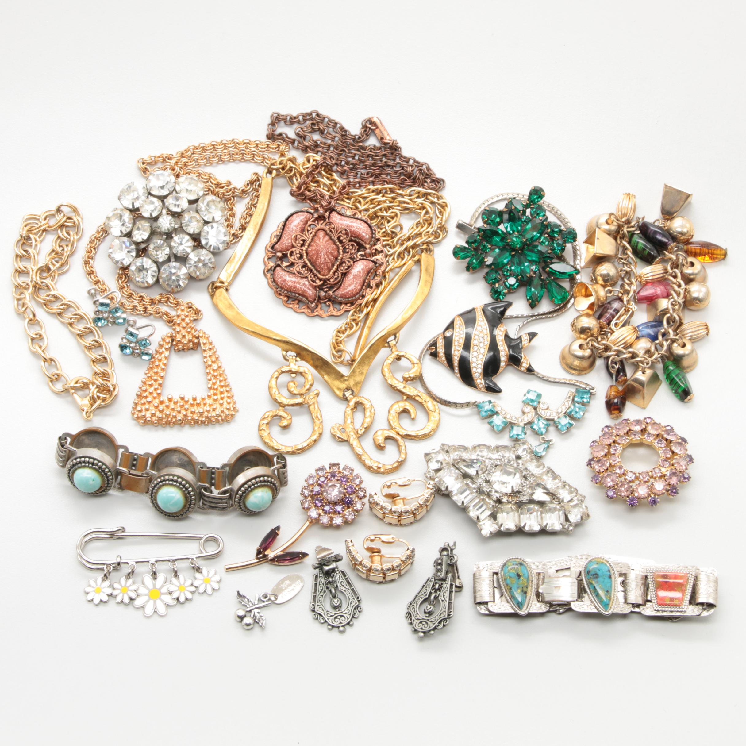 Jewelry Assortment Including Givenchy, Lisner, Weiss, Swarovski, Coach and More