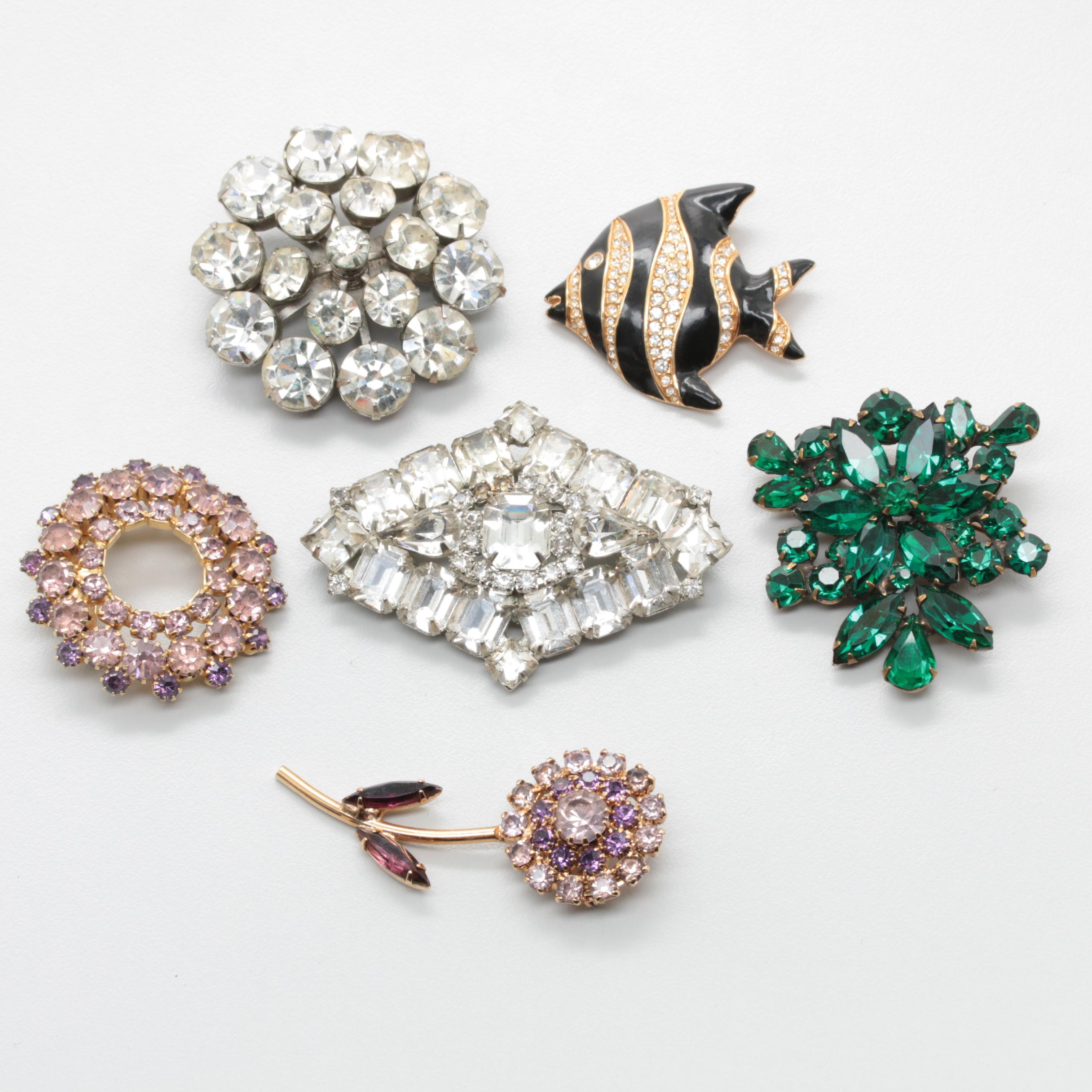 Jewelry Assortment Including Givenchy, Lisner, Weiss, Swarovski, Coach and More