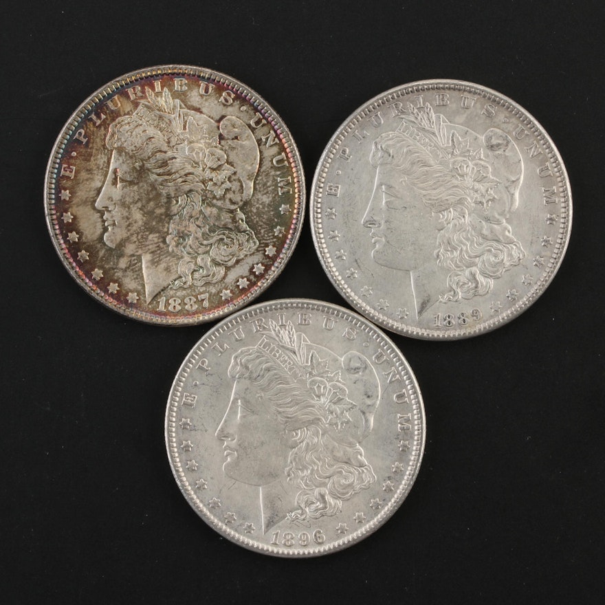 1887, 1889 and 1896 Morgan Silver Dollars