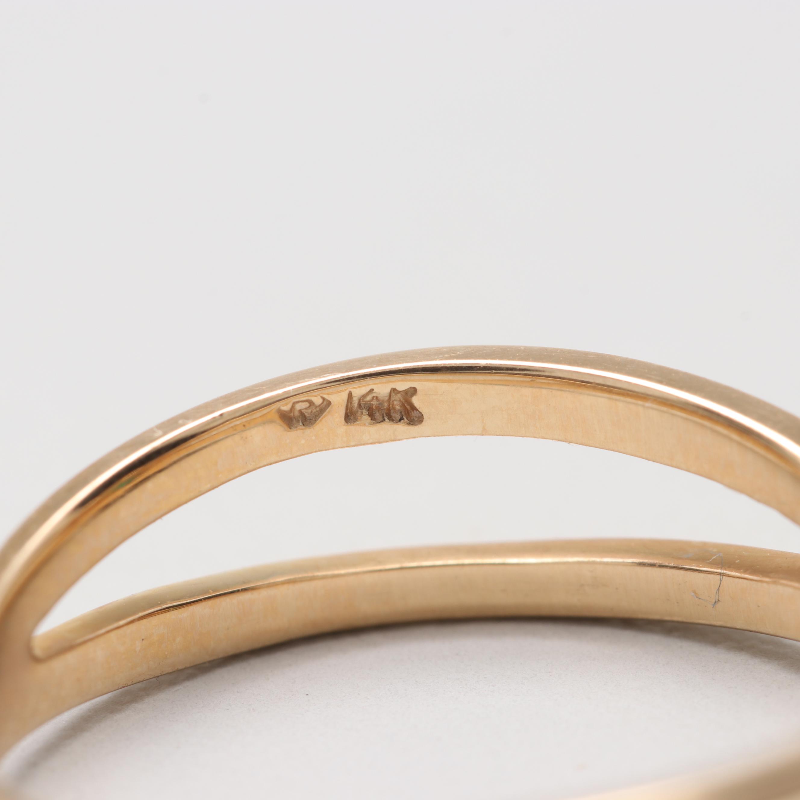 14K Yellow Gold Emerald and Diamond Ring