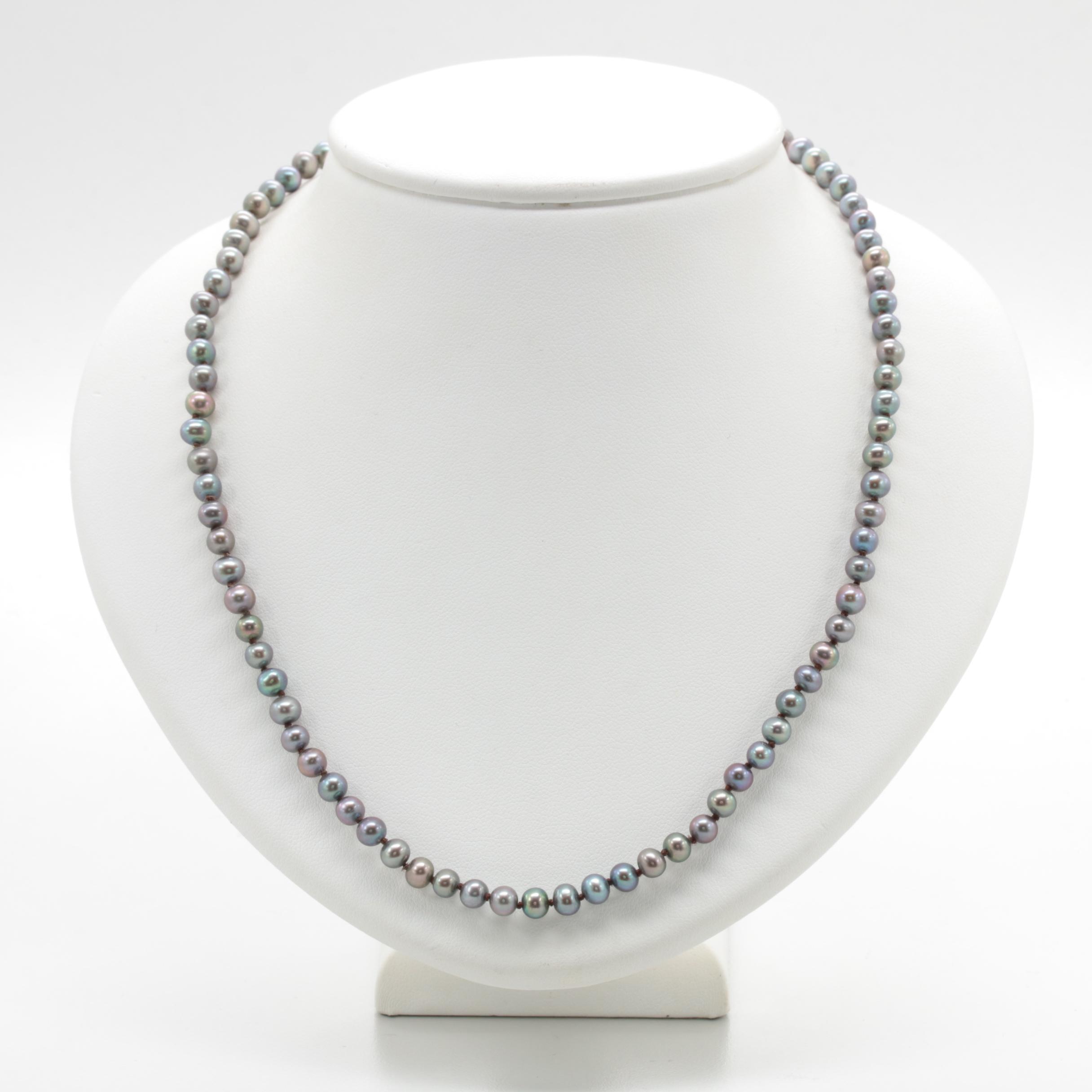 14K Yellow Gold Cultured Pearl Single Strand Necklace