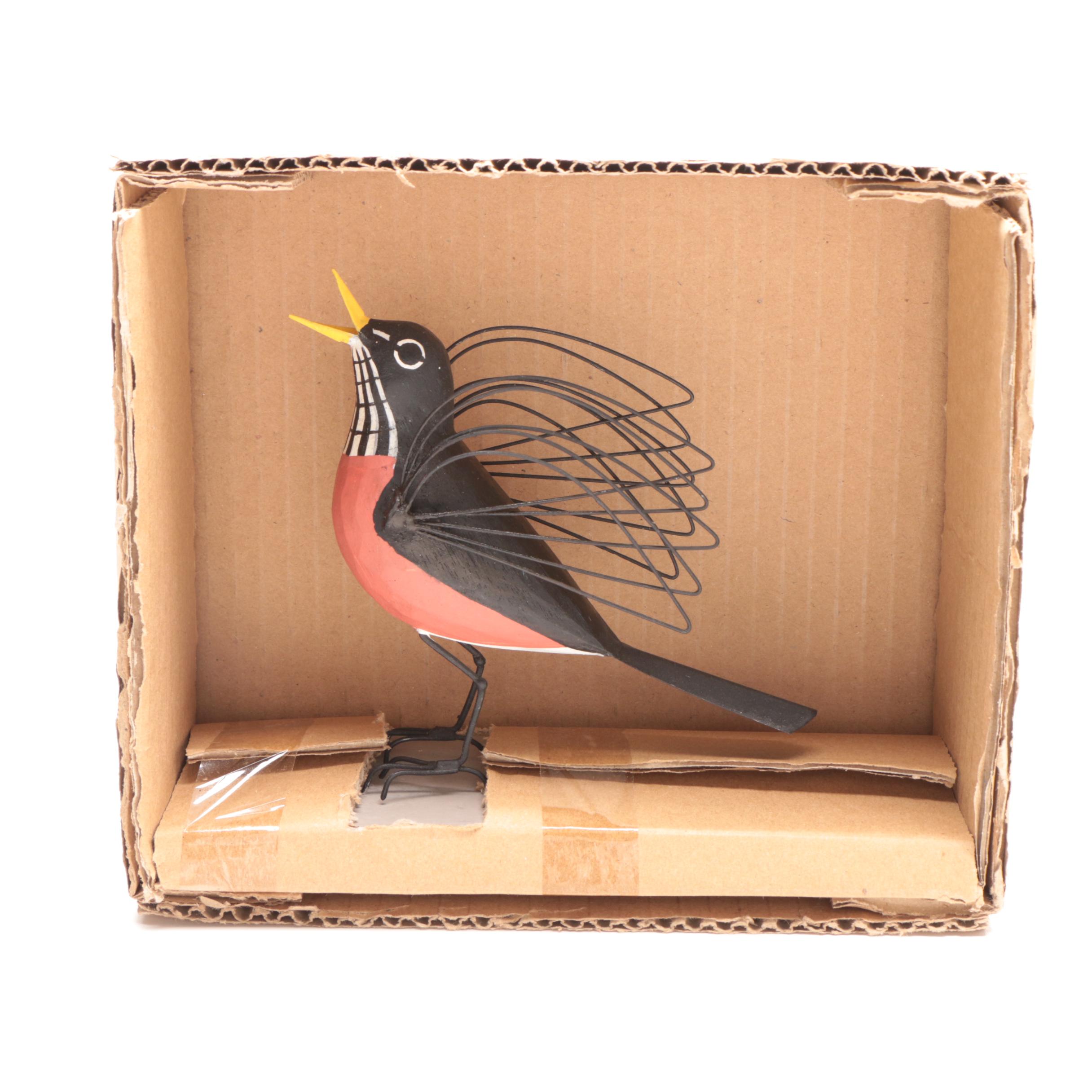 Wood and Metal Sculpture after Charley Harper "Round Robin"