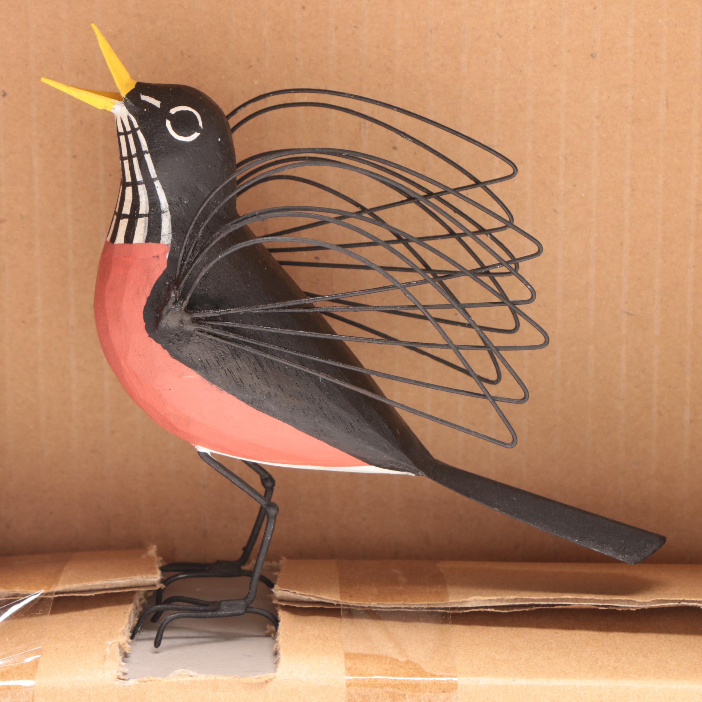 Wood and Metal Sculpture after Charley Harper "Round Robin"