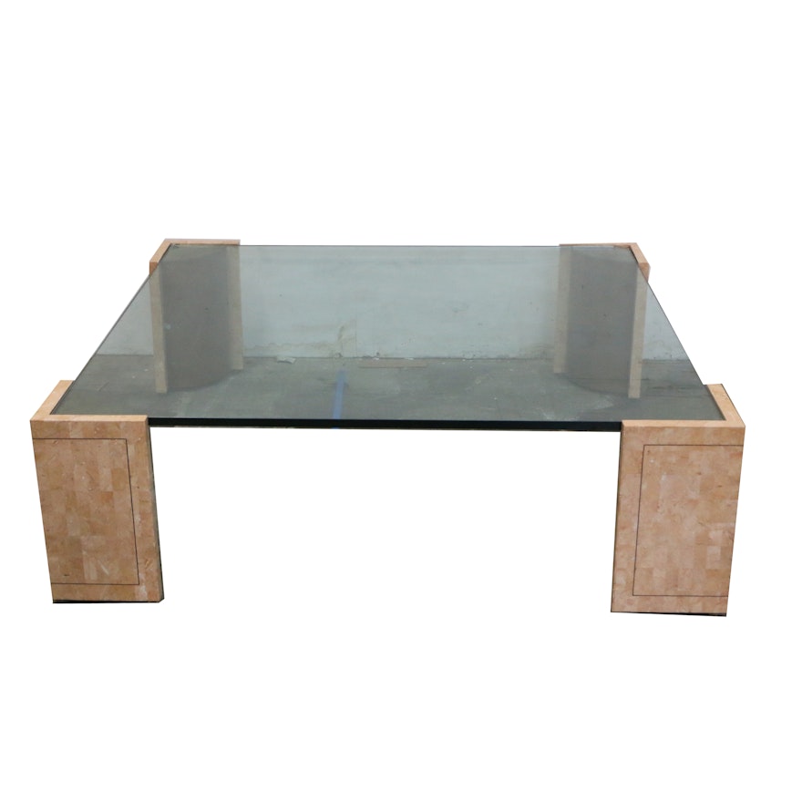 Stone and Mixed Metal Coffee Table