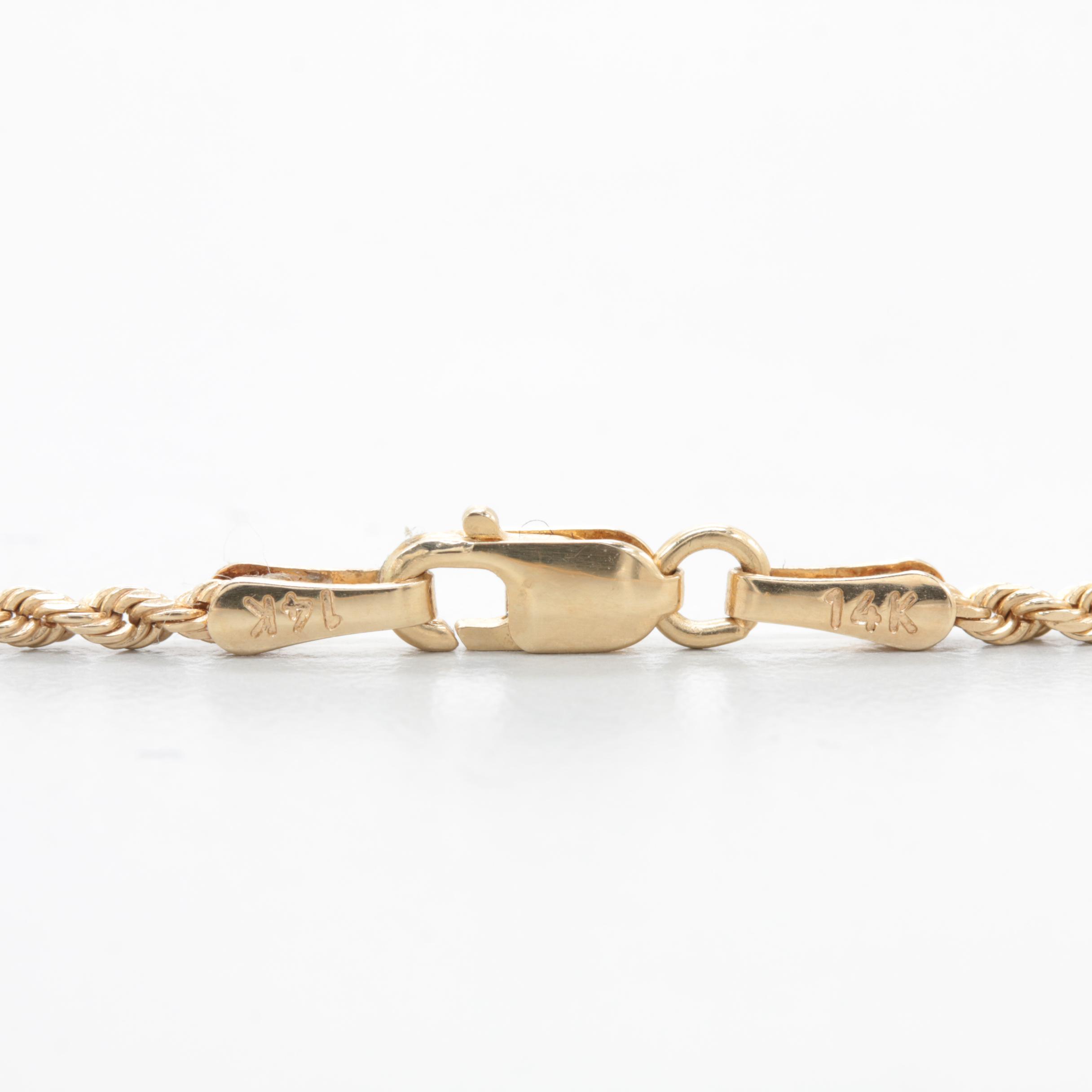 14K Yellow Gold Blue Topaz and Diamond Pendant Necklace