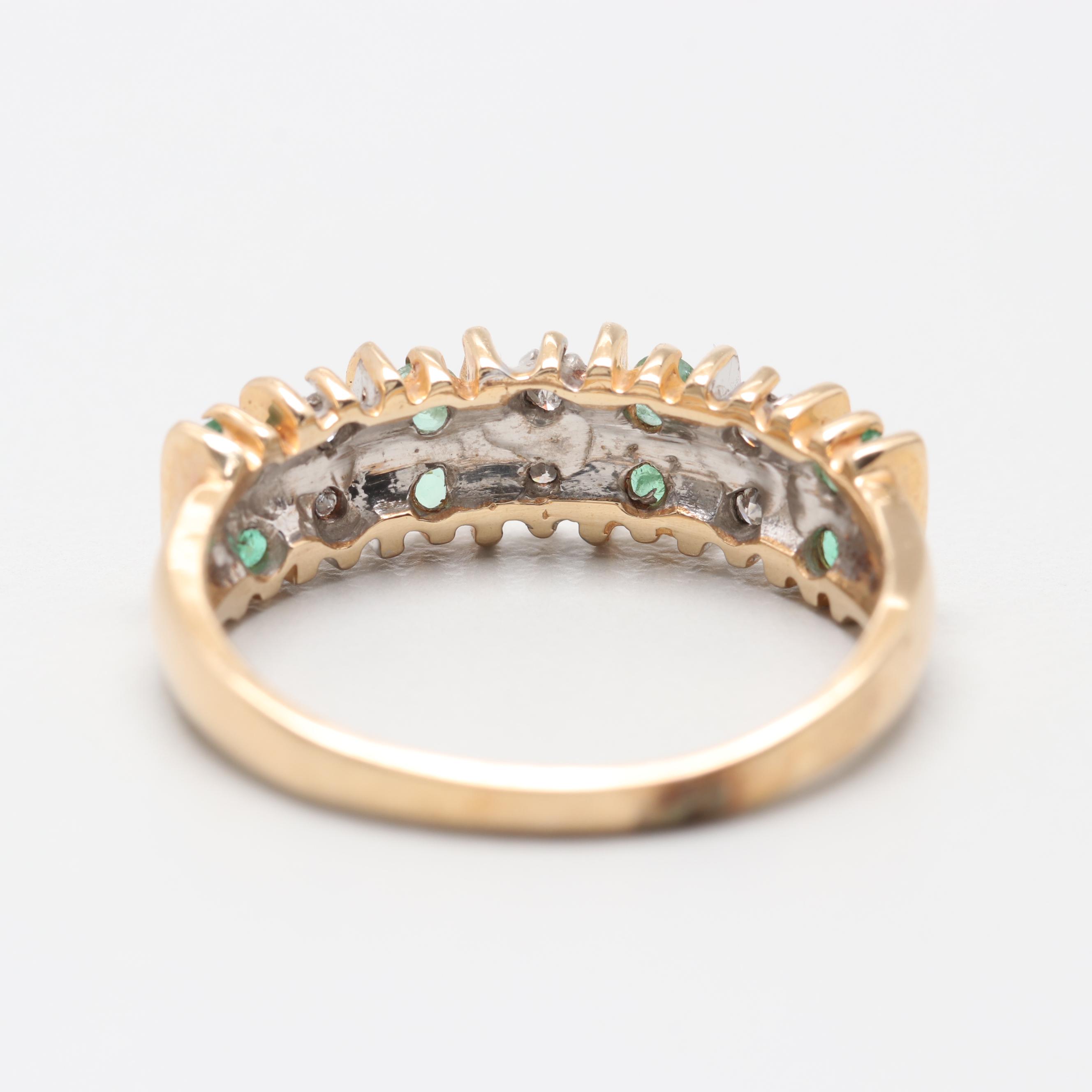 10K Yellow Gold Emerald and Diamond Ring