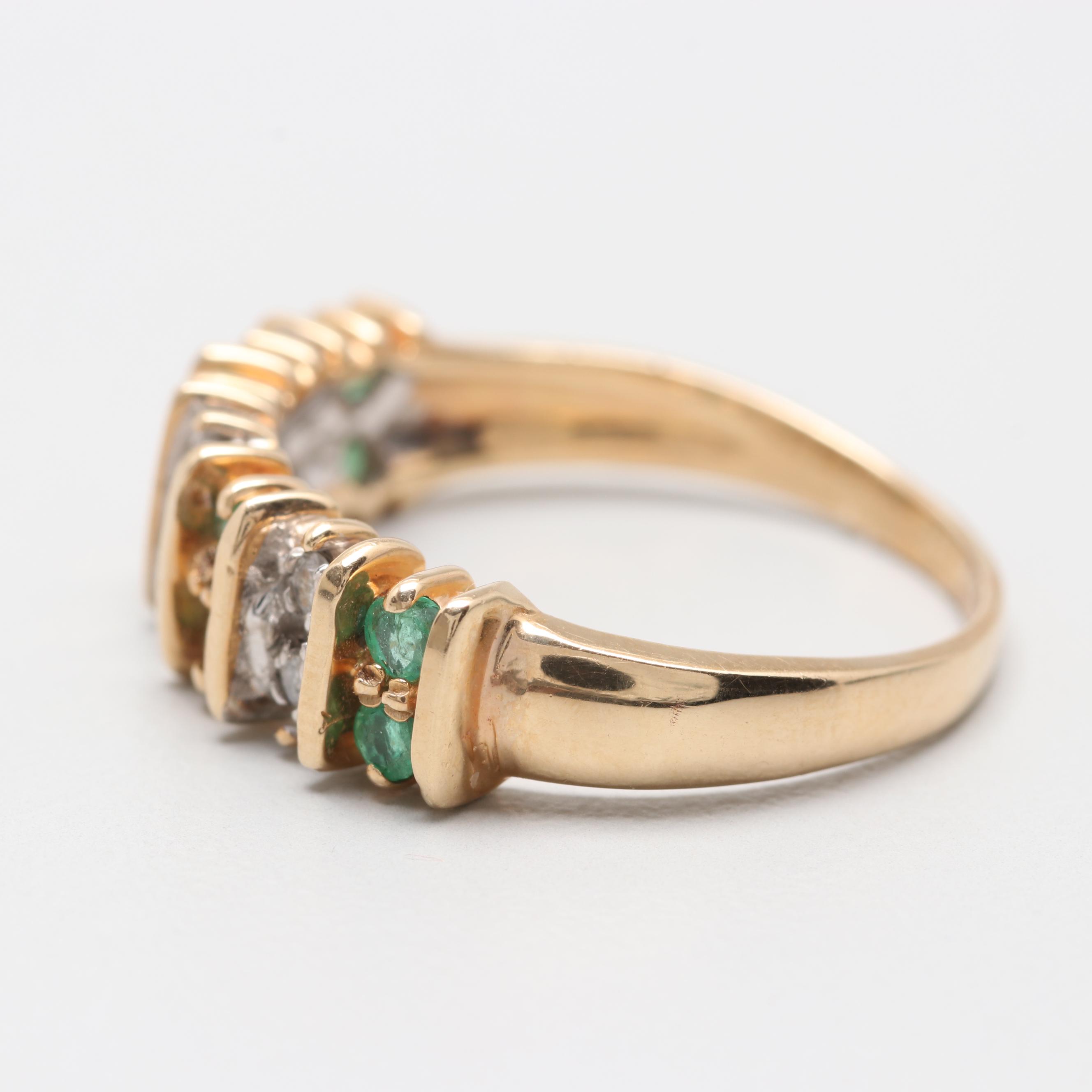 10K Yellow Gold Emerald and Diamond Ring