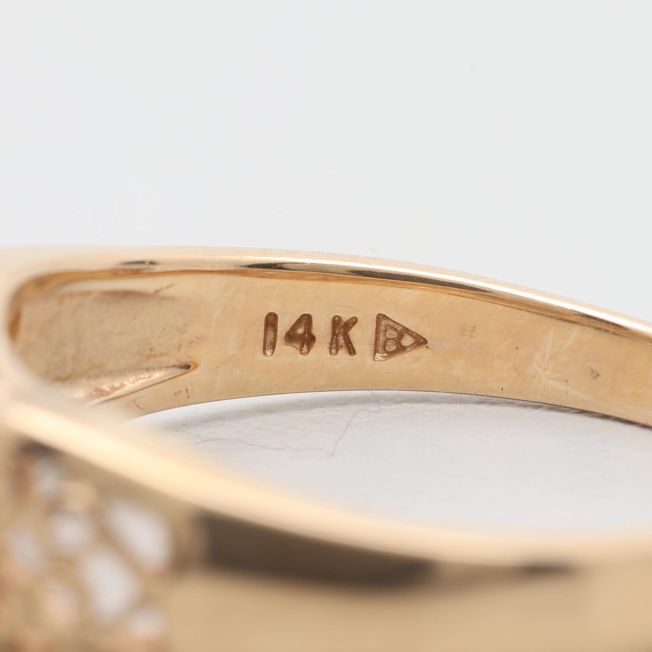 14K Yellow Gold Aquamarine and Diamond Ring