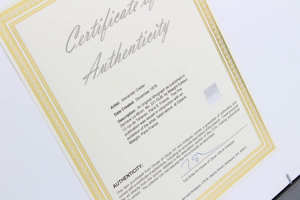 Alexander Calder Double Page Color Lithograph for "Derriere Le Miroir"