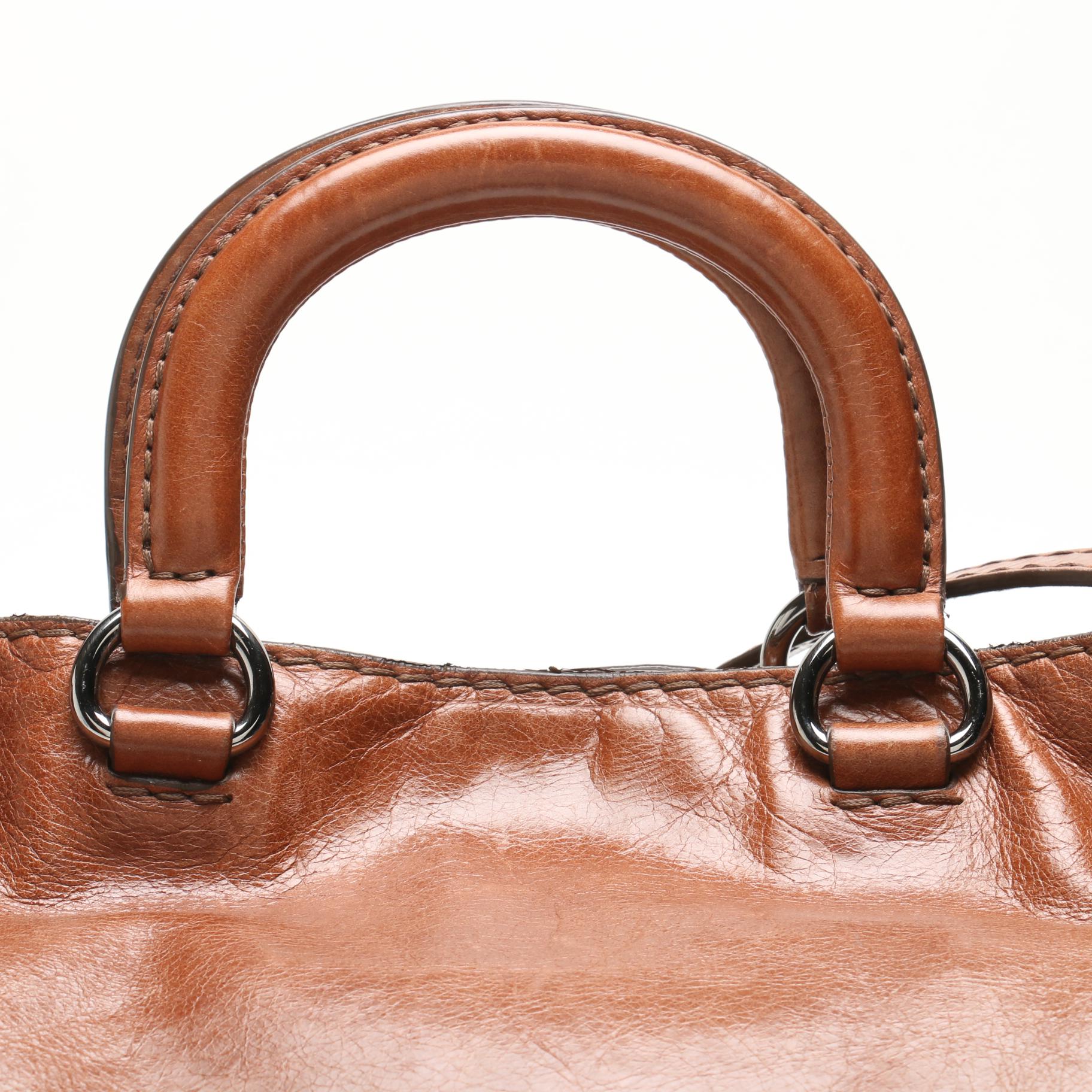Prada Chestnut Brown Leather Tote Bag
