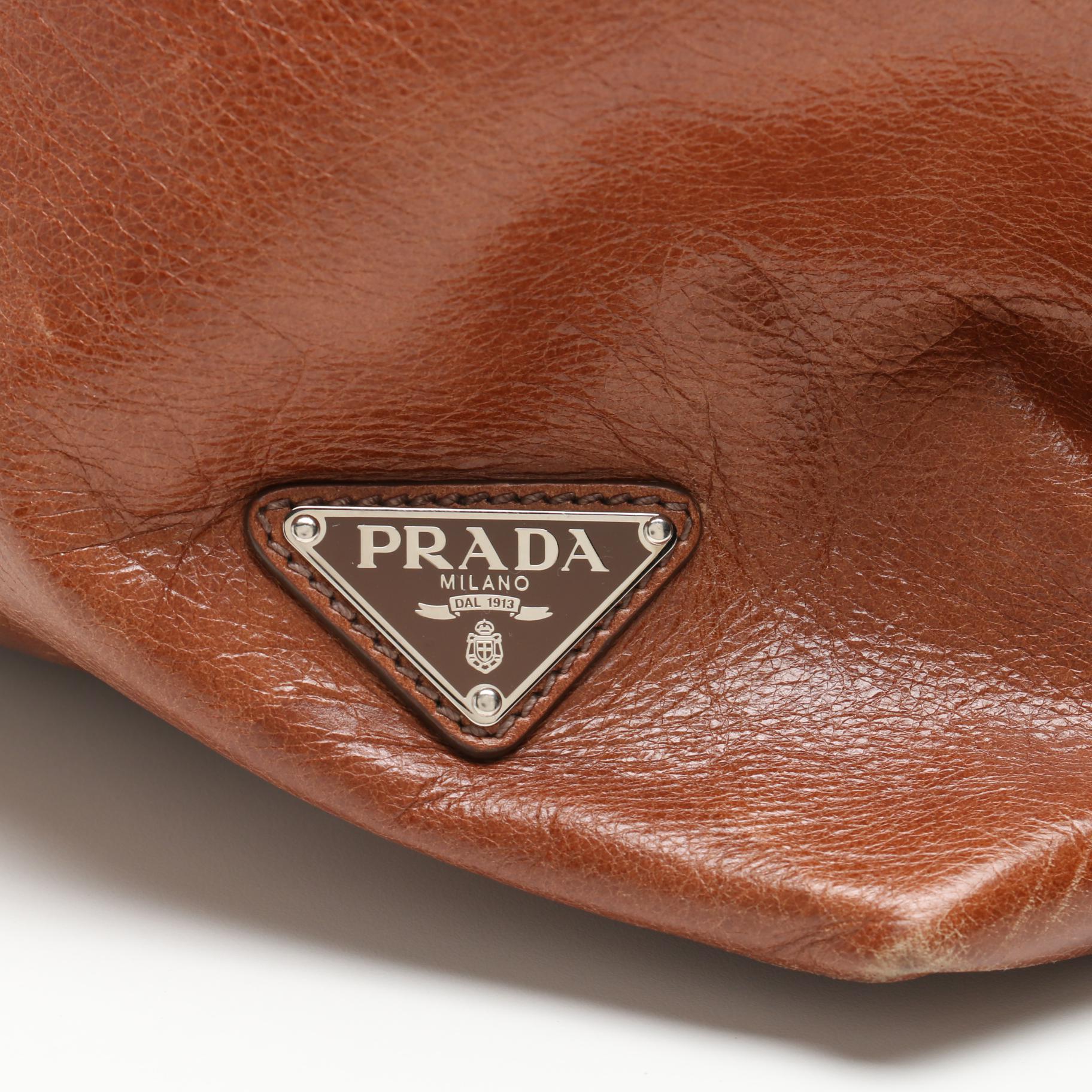 Prada Chestnut Brown Leather Tote Bag