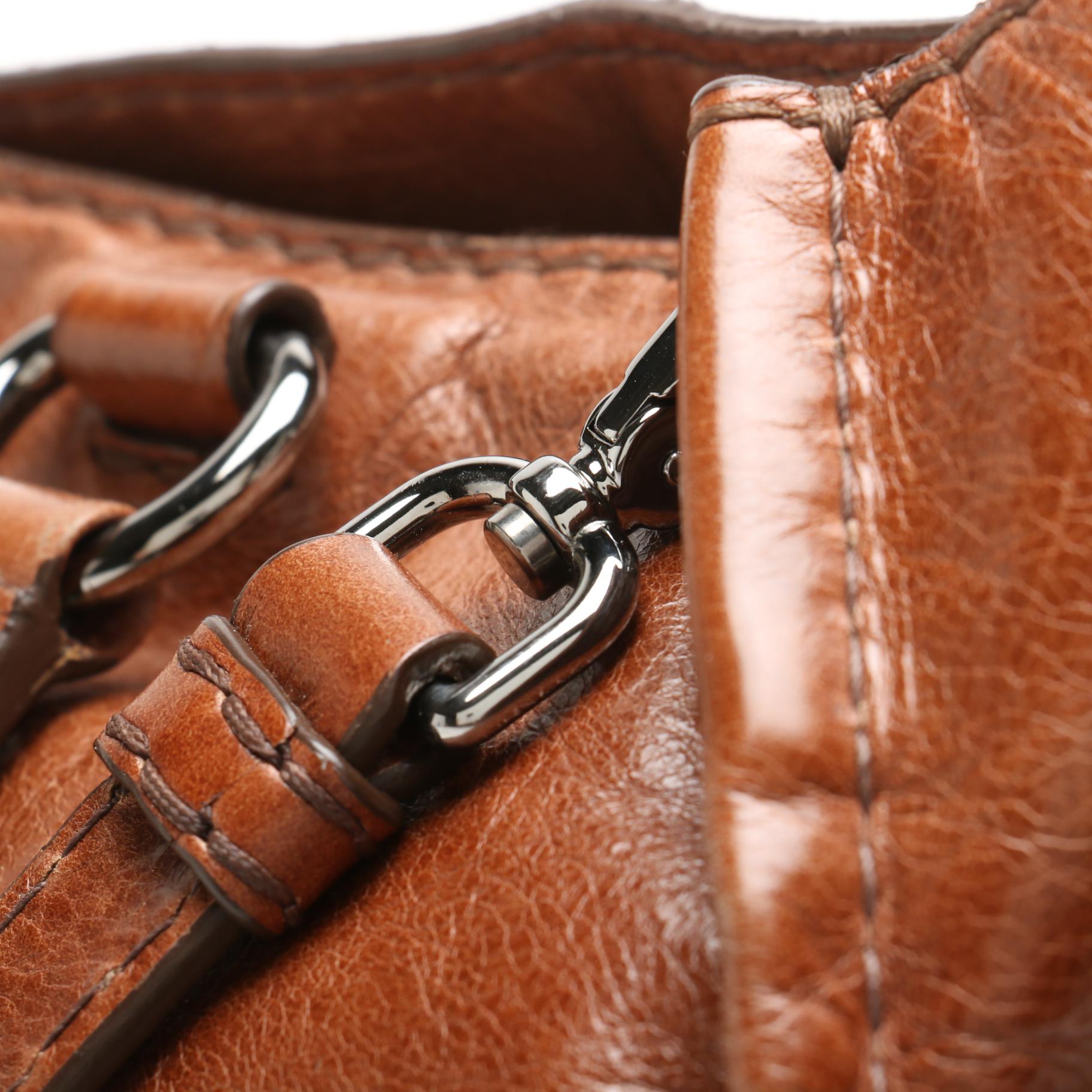 Prada Chestnut Brown Leather Tote Bag