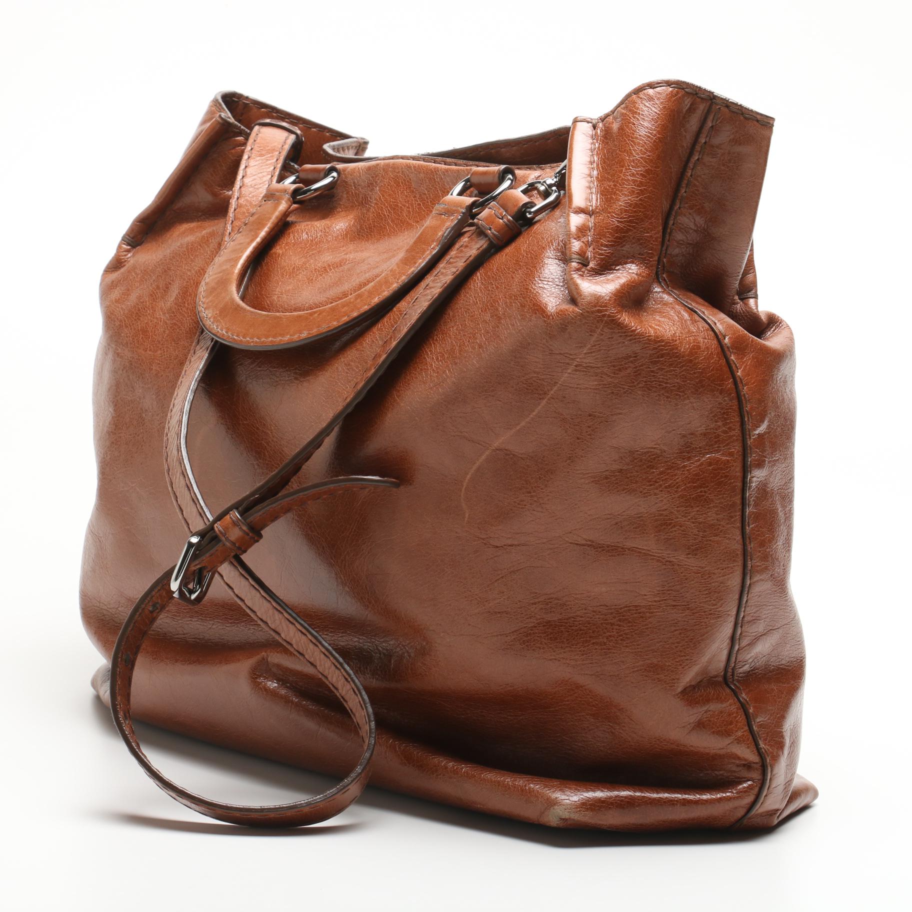 Prada Chestnut Brown Leather Tote Bag